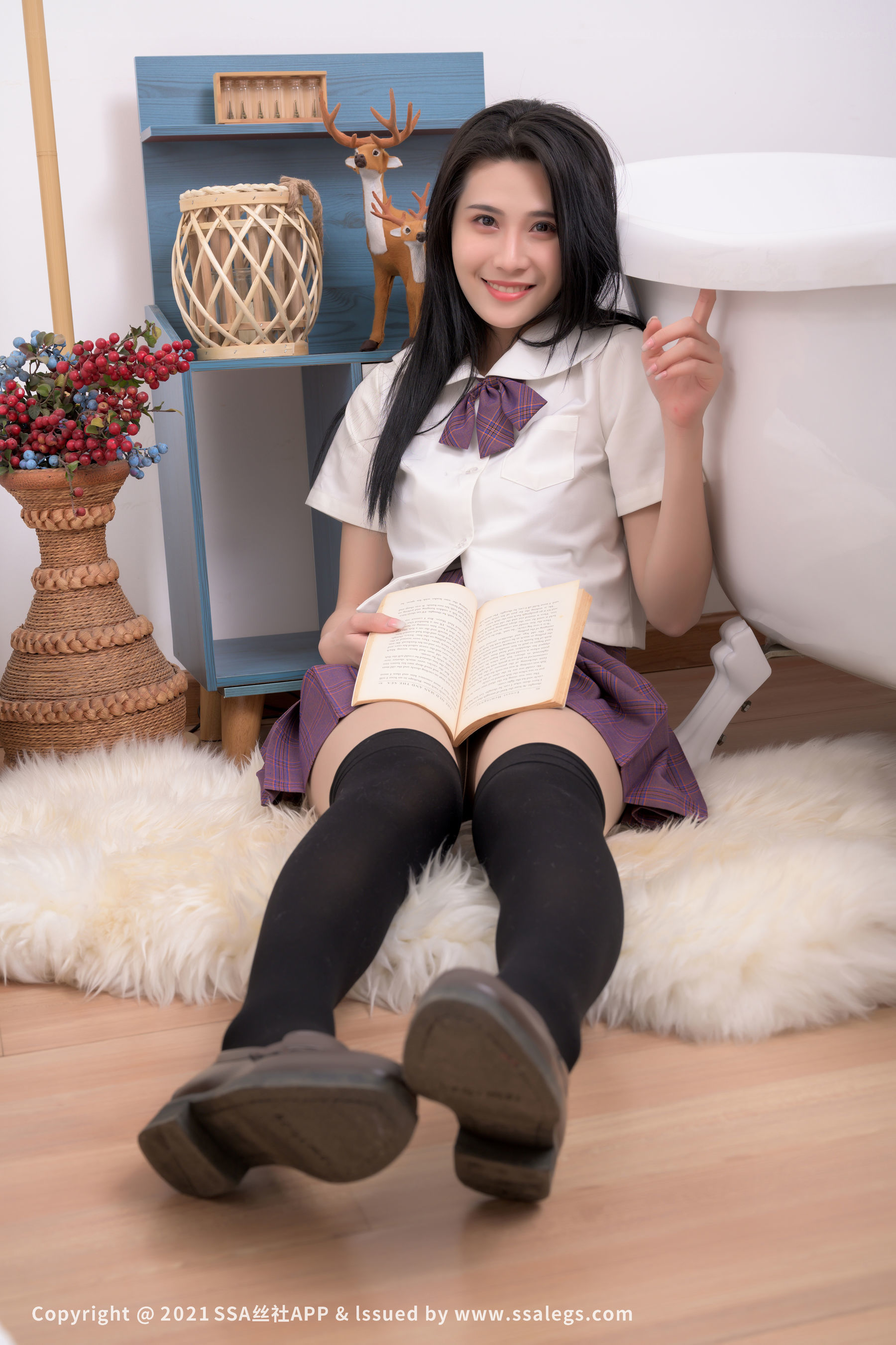 [SSA丝社]超清写真 No.708 模特小鱼 jk制服长筒袜美腿（上）  第56张