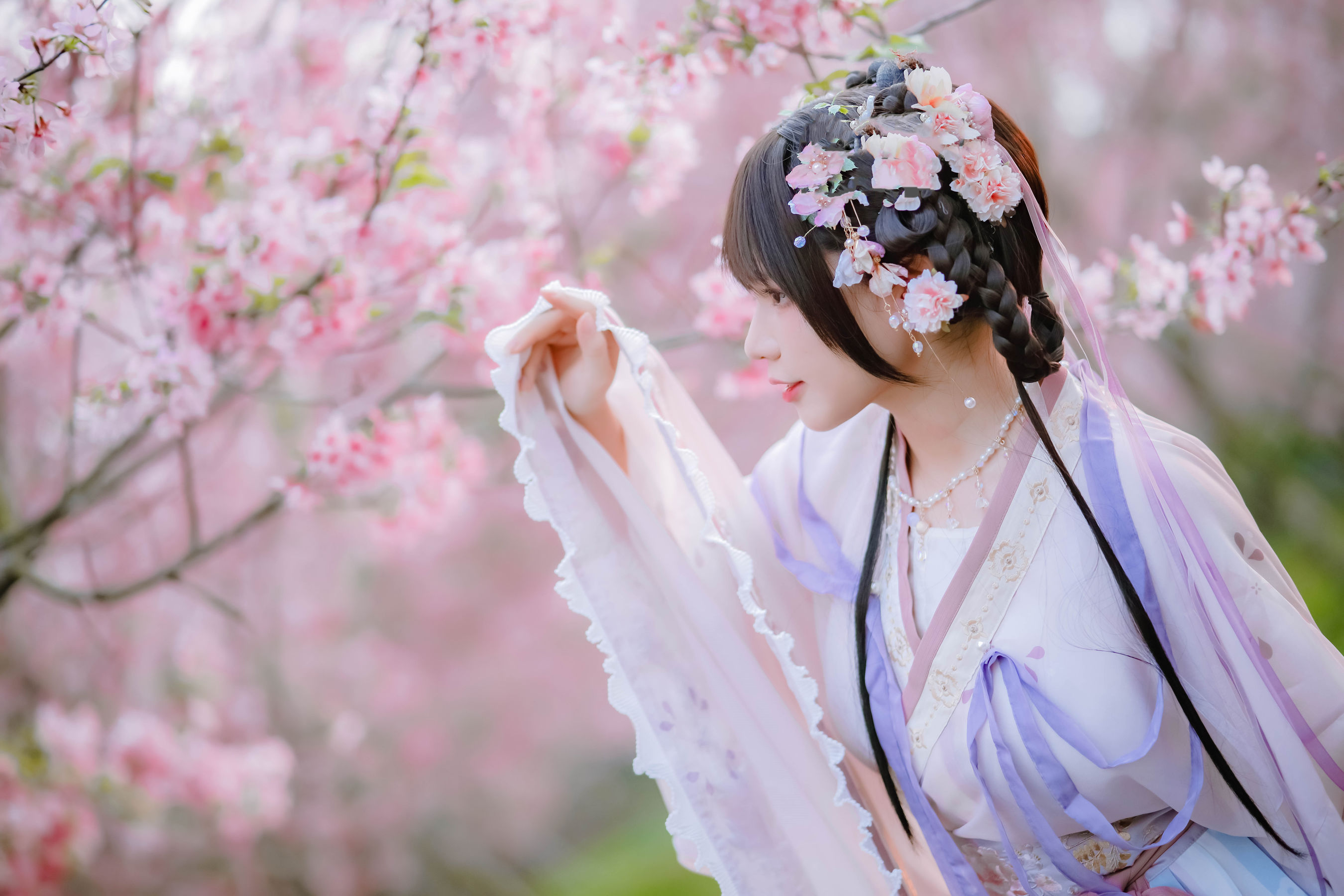 [福利COS] 萌妹子Nyako喵子 - 樱花汉服 花神祈愿  第13张