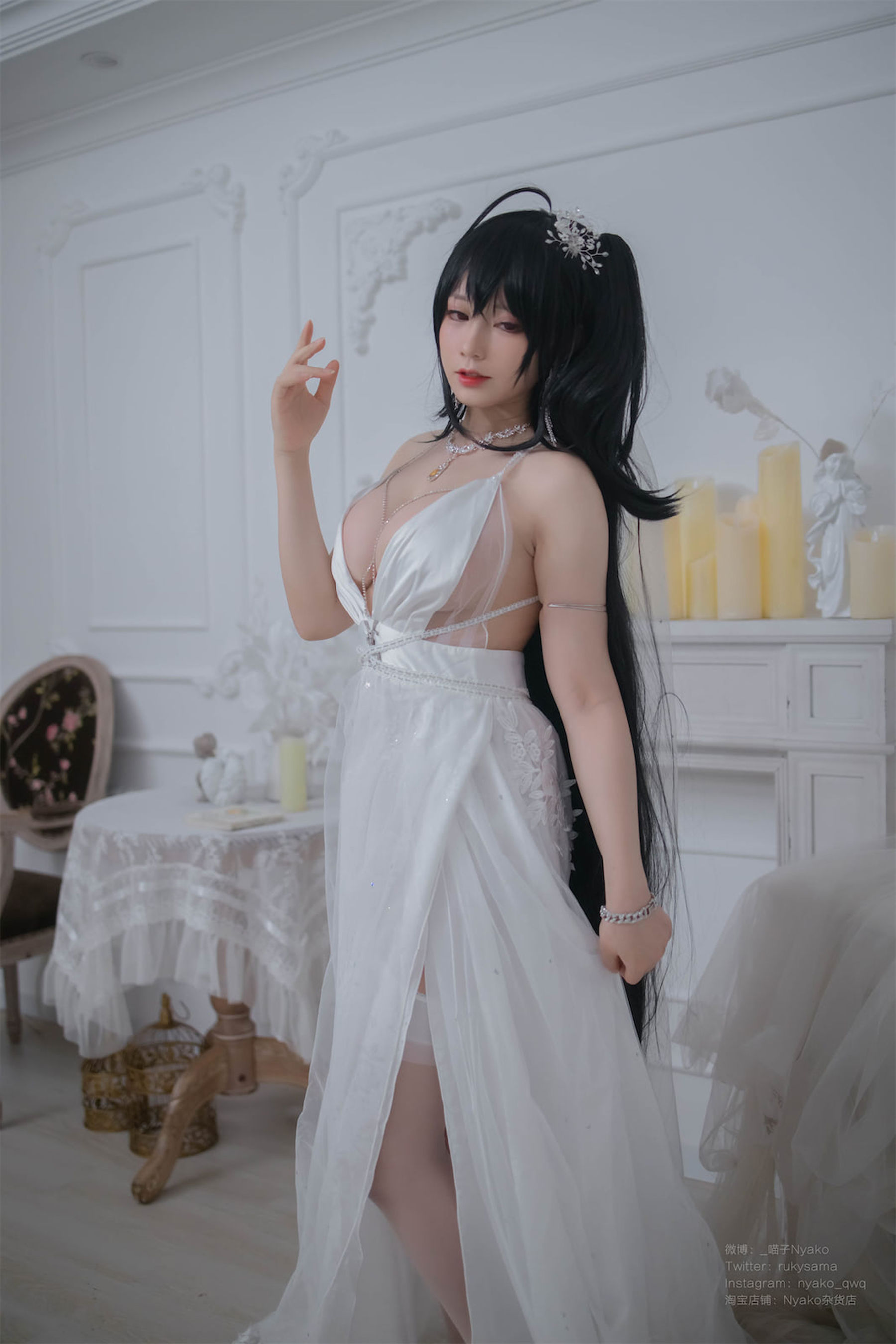 [福利COS] 萌妹子Nyako喵子 - 大凤纯白婚纱  第21张