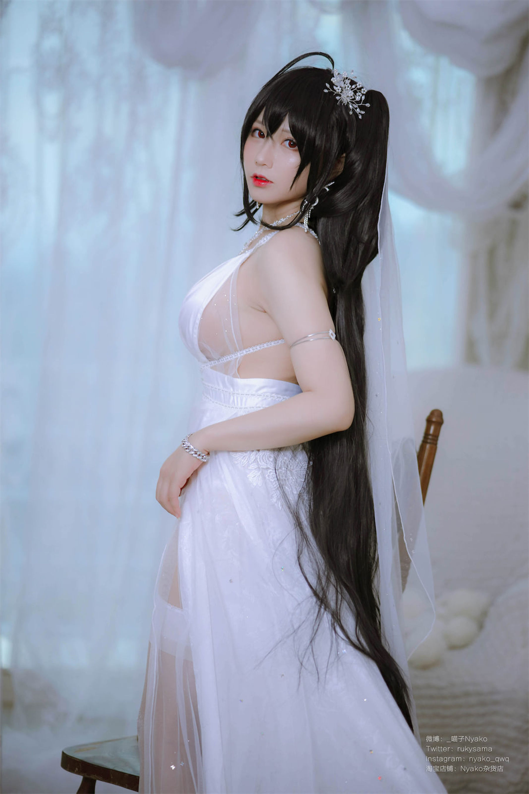 [福利COS] 萌妹子Nyako喵子 - 大凤纯白婚纱  第40张