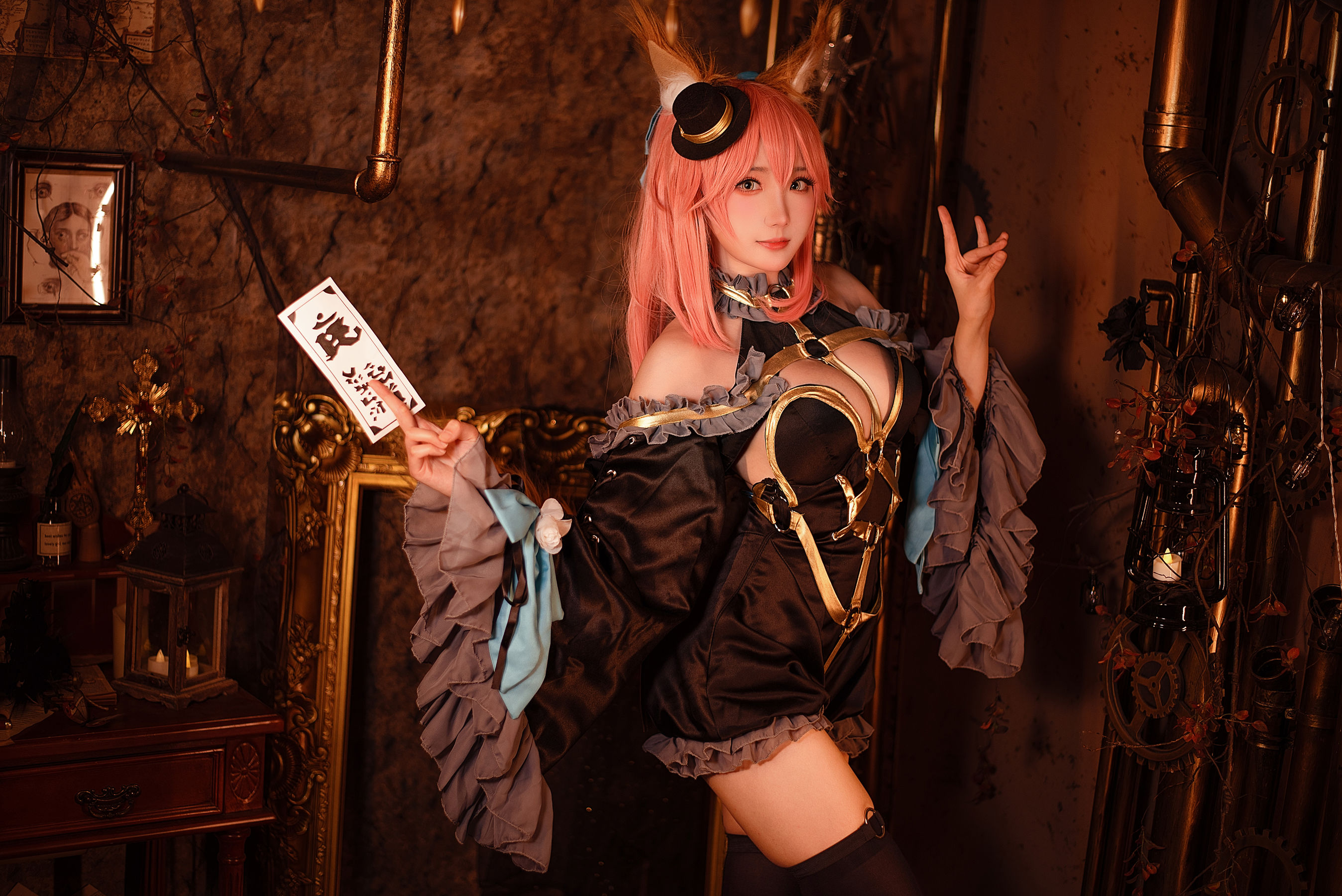 [福利COS] Coser瓜希酱福利 - 玉藻前 漆黑魔术服