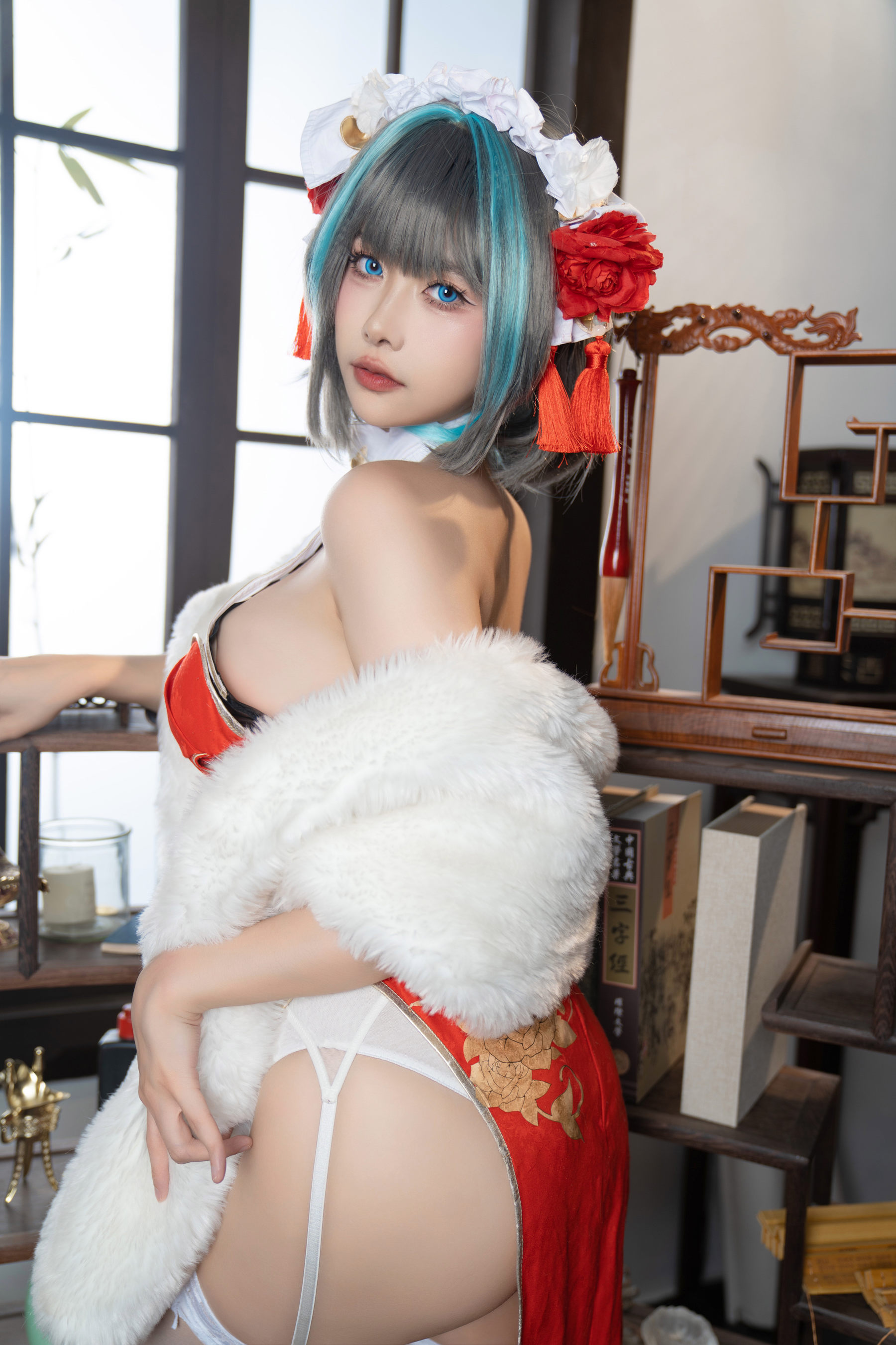 微博妹子Momoko葵葵 - 柴郡旗袍  第2张