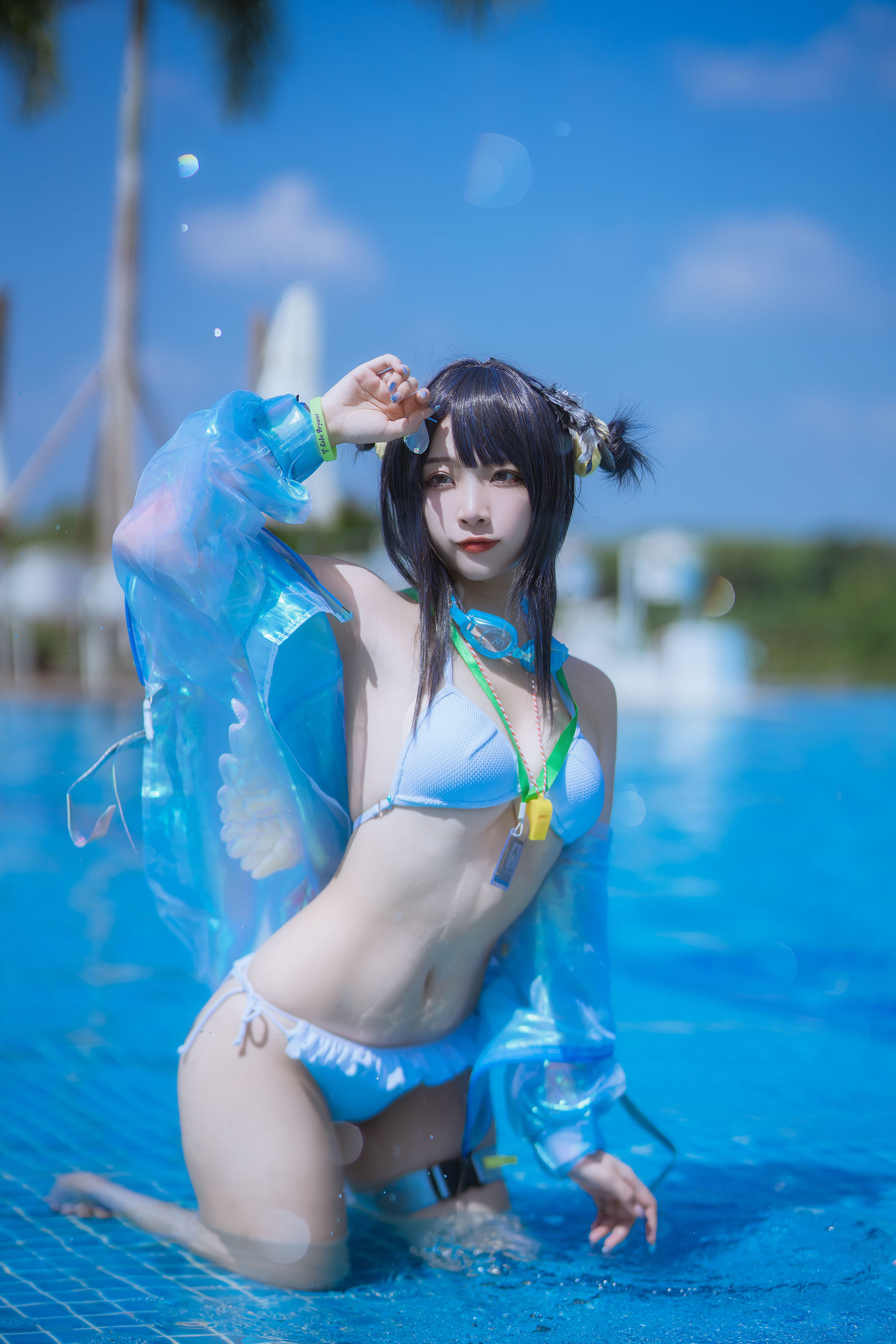 人气Coser 二佐Nisa - 泰拉夏日纪事 方舟羽毛笔泳装  第27张