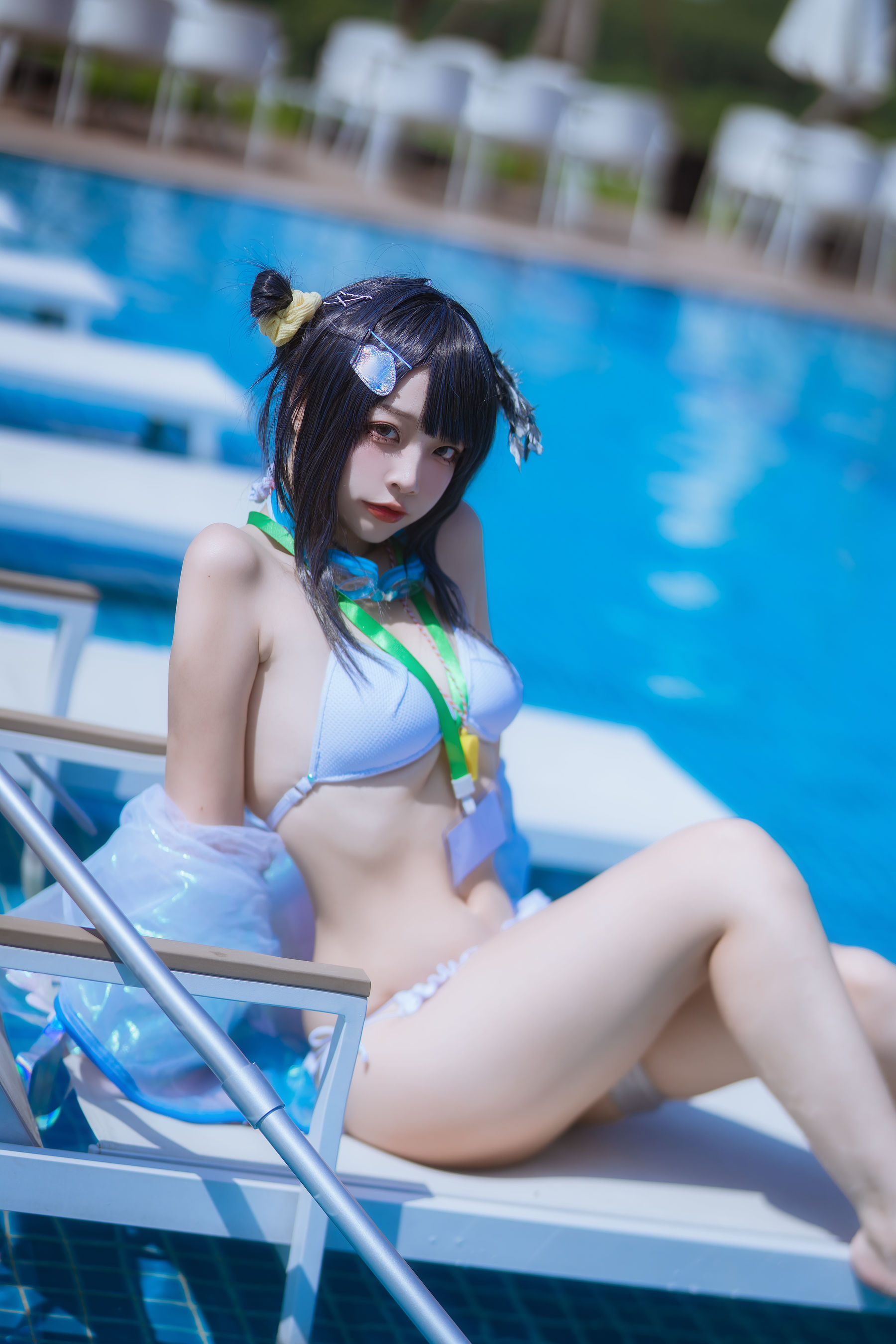 人气Coser 二佐Nisa - 泰拉夏日纪事 方舟羽毛笔泳装  第20张