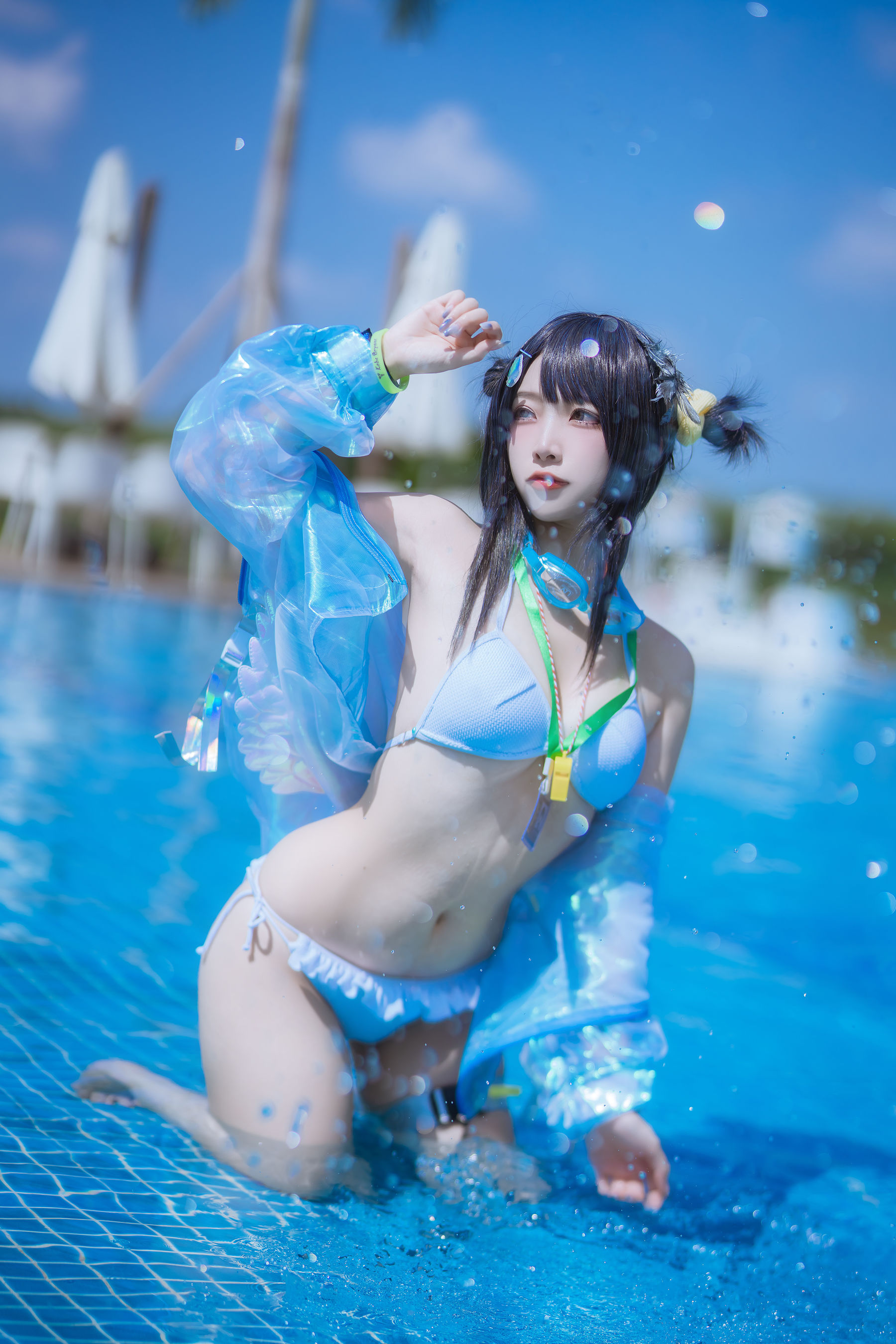 人气Coser 二佐Nisa - 泰拉夏日纪事 方舟羽毛笔泳装  第26张