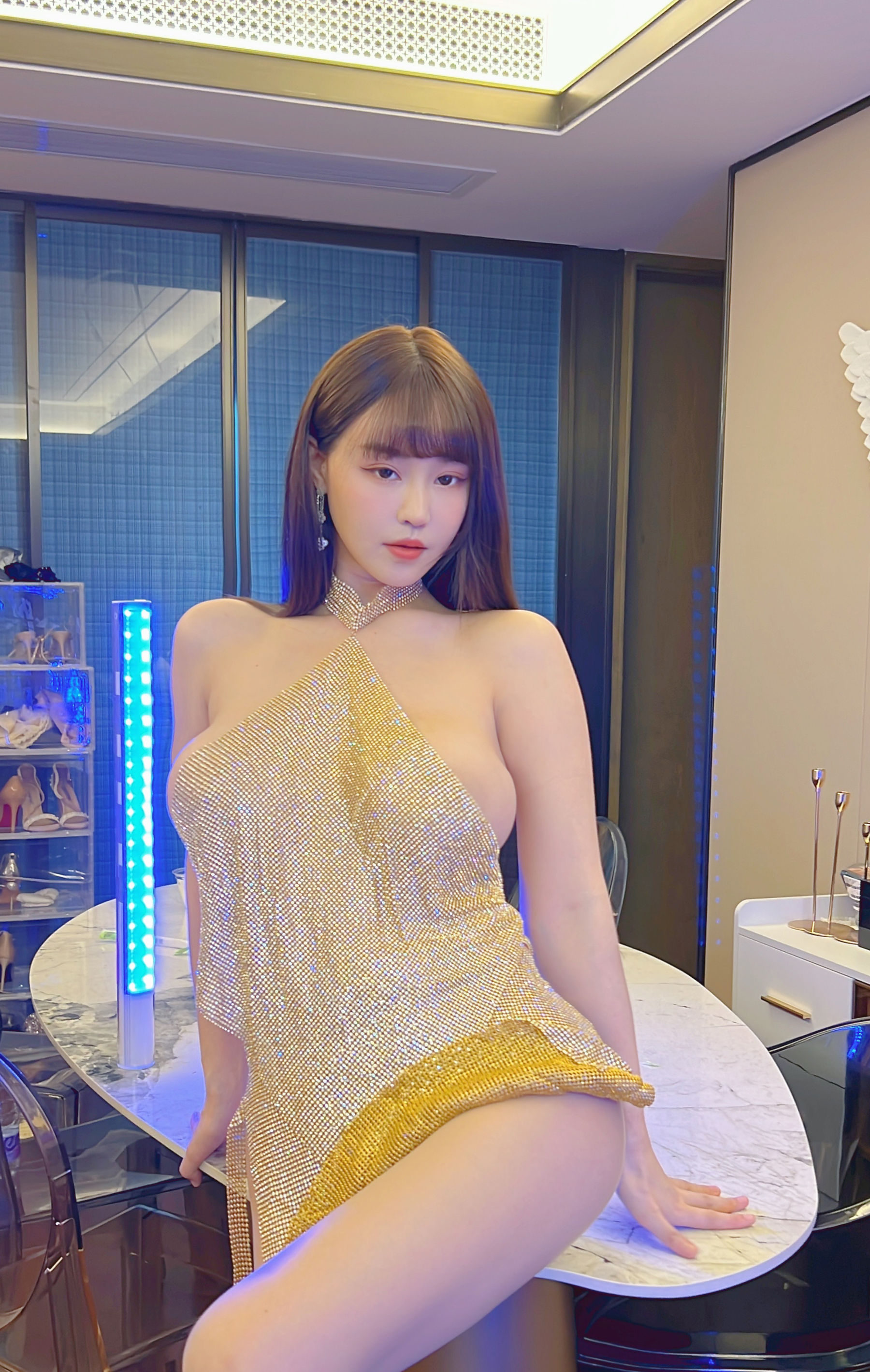 朱可儿 - 透视肉丝金色性感裙  第61张