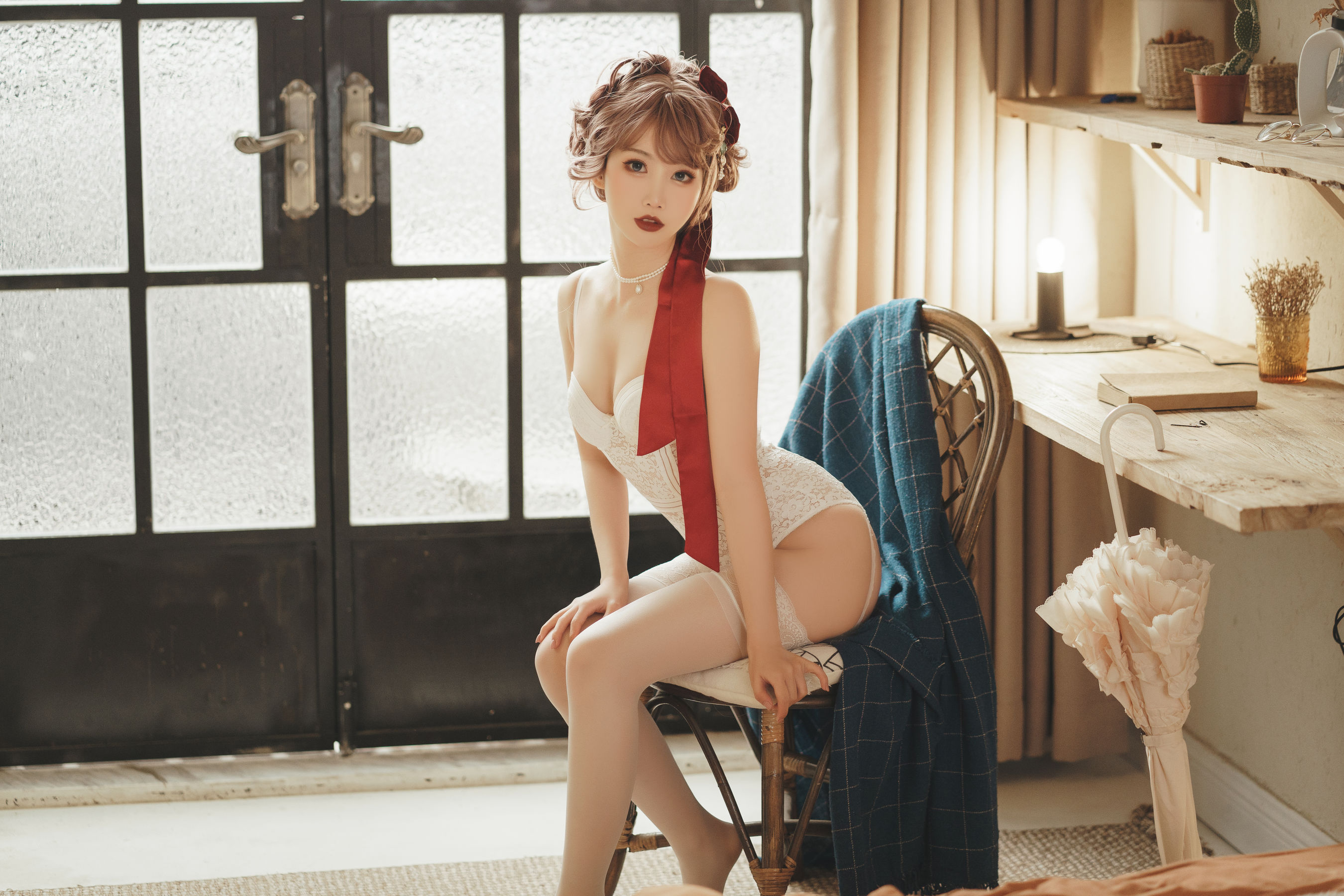 可爱人气Coser 面饼仙儿 - 法式内衣  第2张