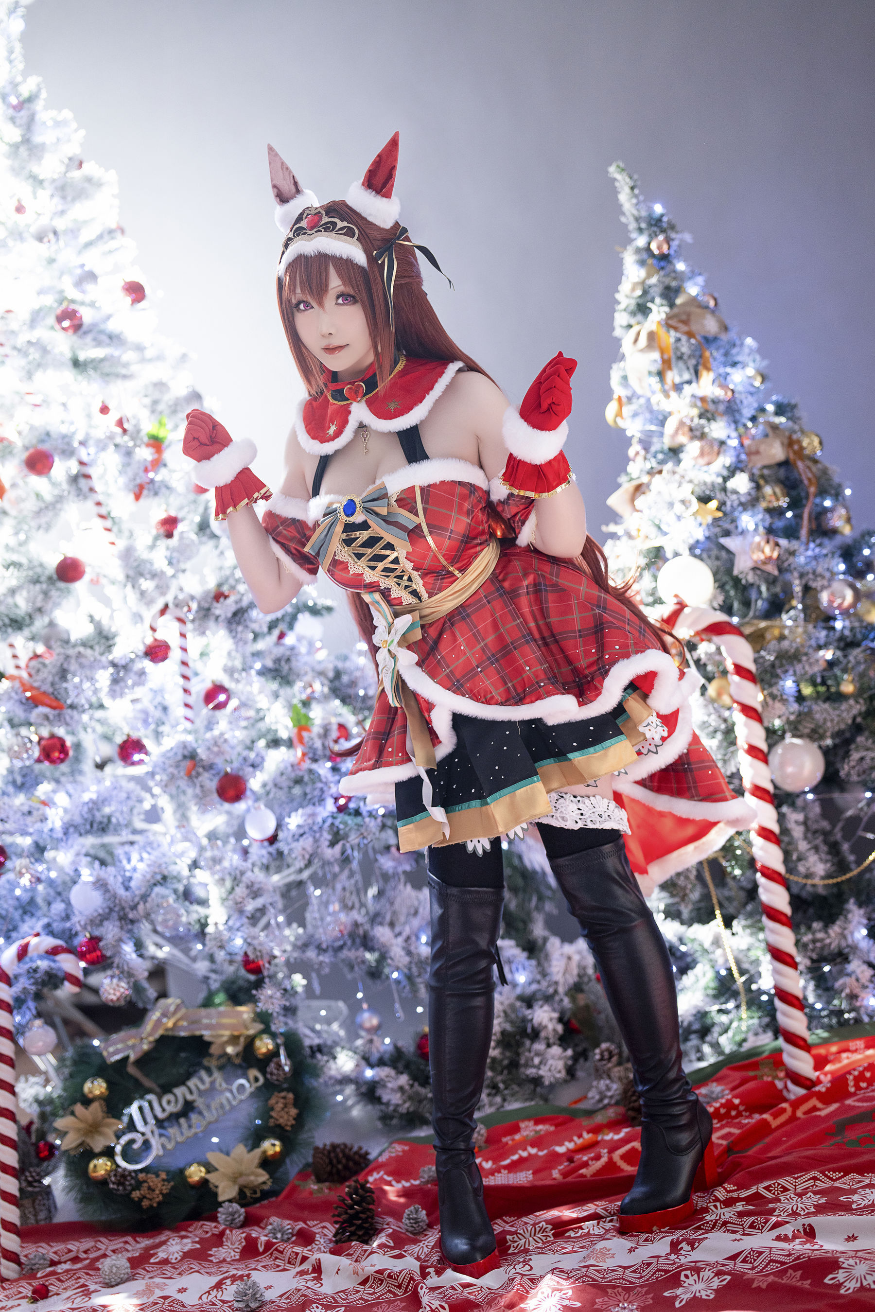 Coser小姐姐星之迟迟 - 赛马娘-大和赤骥 圣诞衣装  第3张