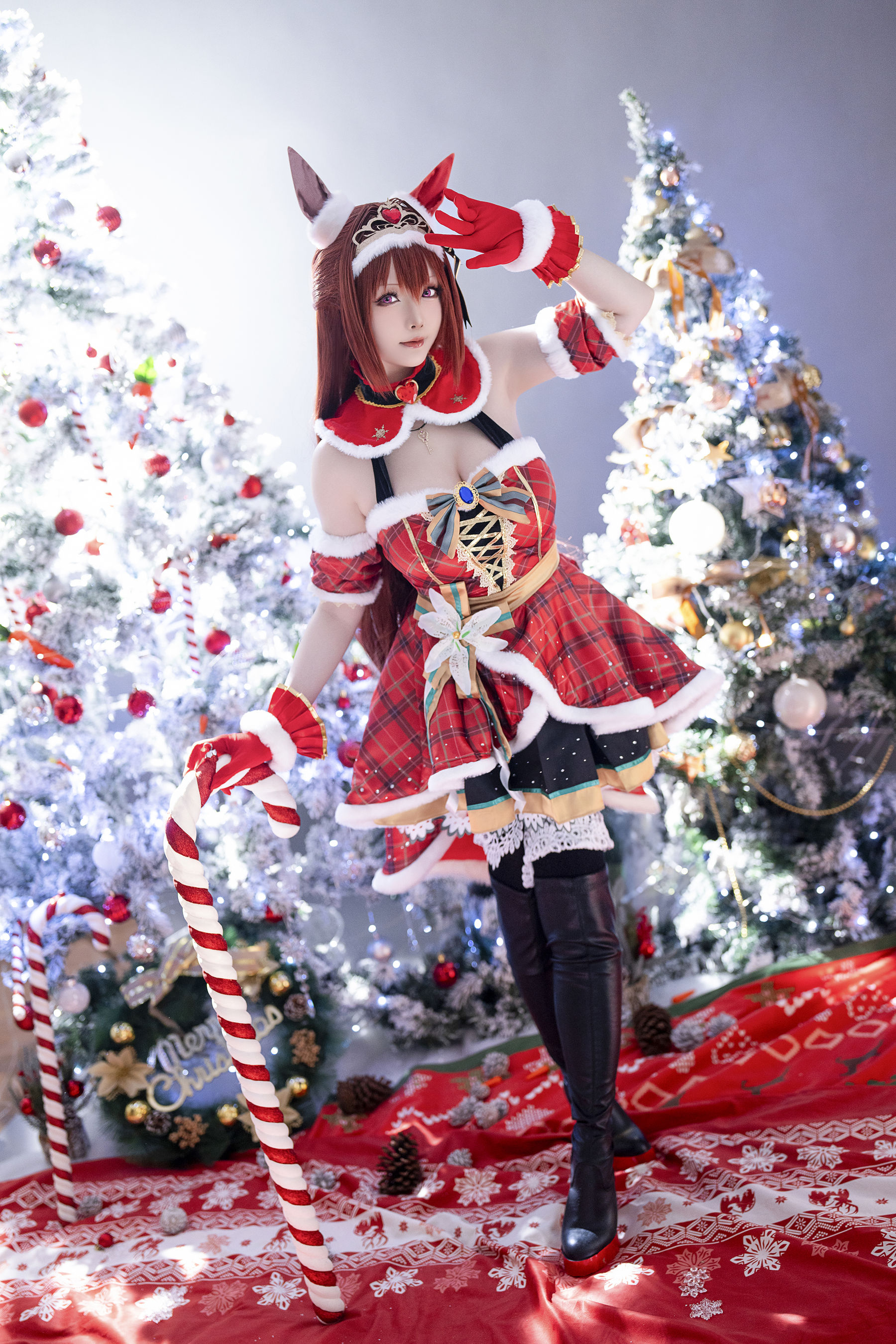 Coser小姐姐星之迟迟 - 赛马娘-大和赤骥 圣诞衣装  第13张