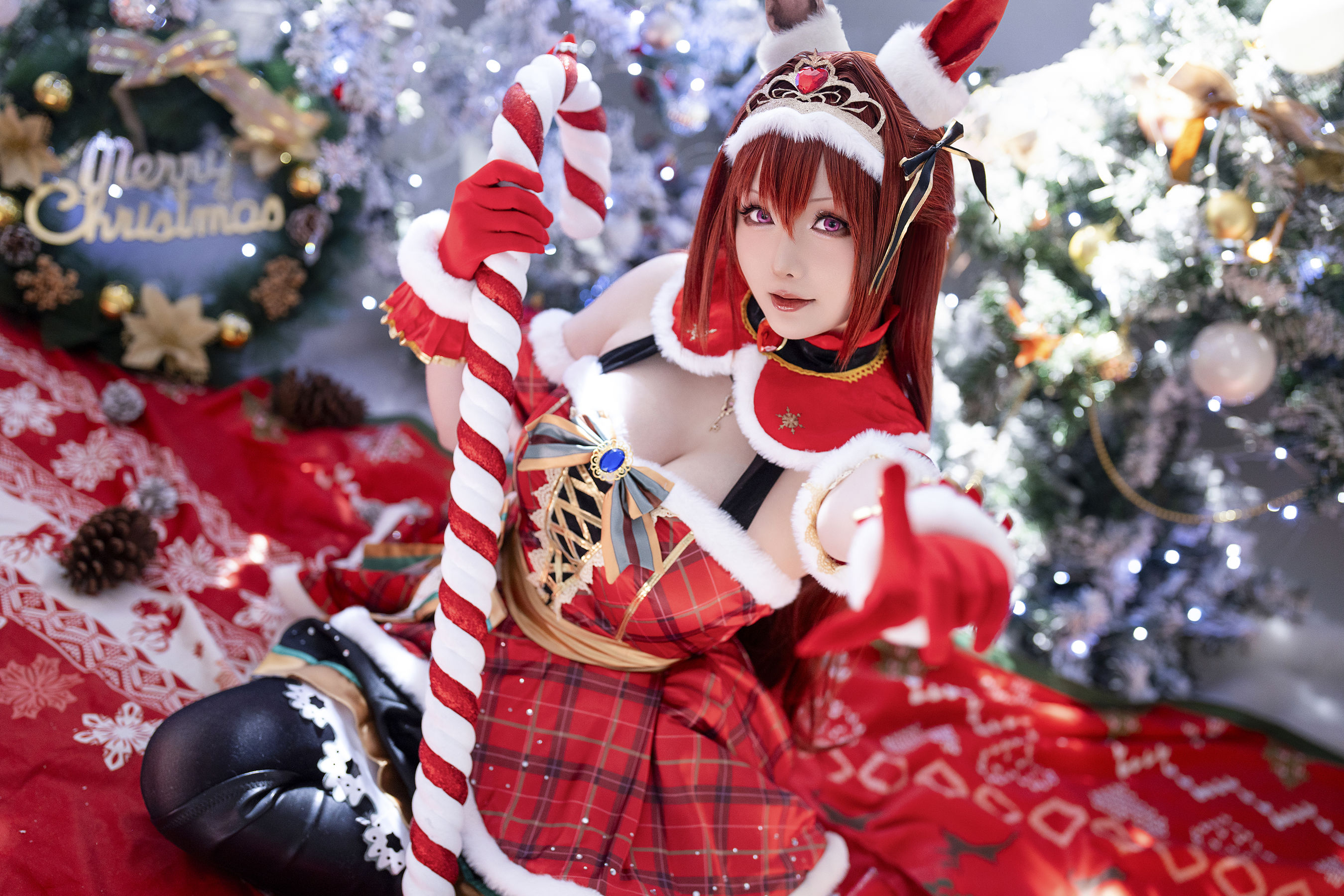 Coser小姐姐星之迟迟 - 赛马娘-大和赤骥 圣诞衣装  第5张