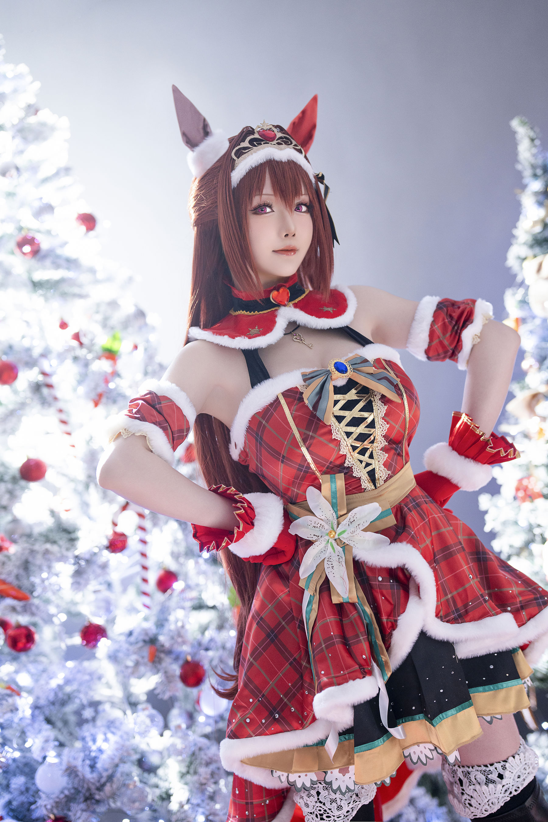 Coser小姐姐星之迟迟 - 赛马娘-大和赤骥 圣诞衣装  第3张