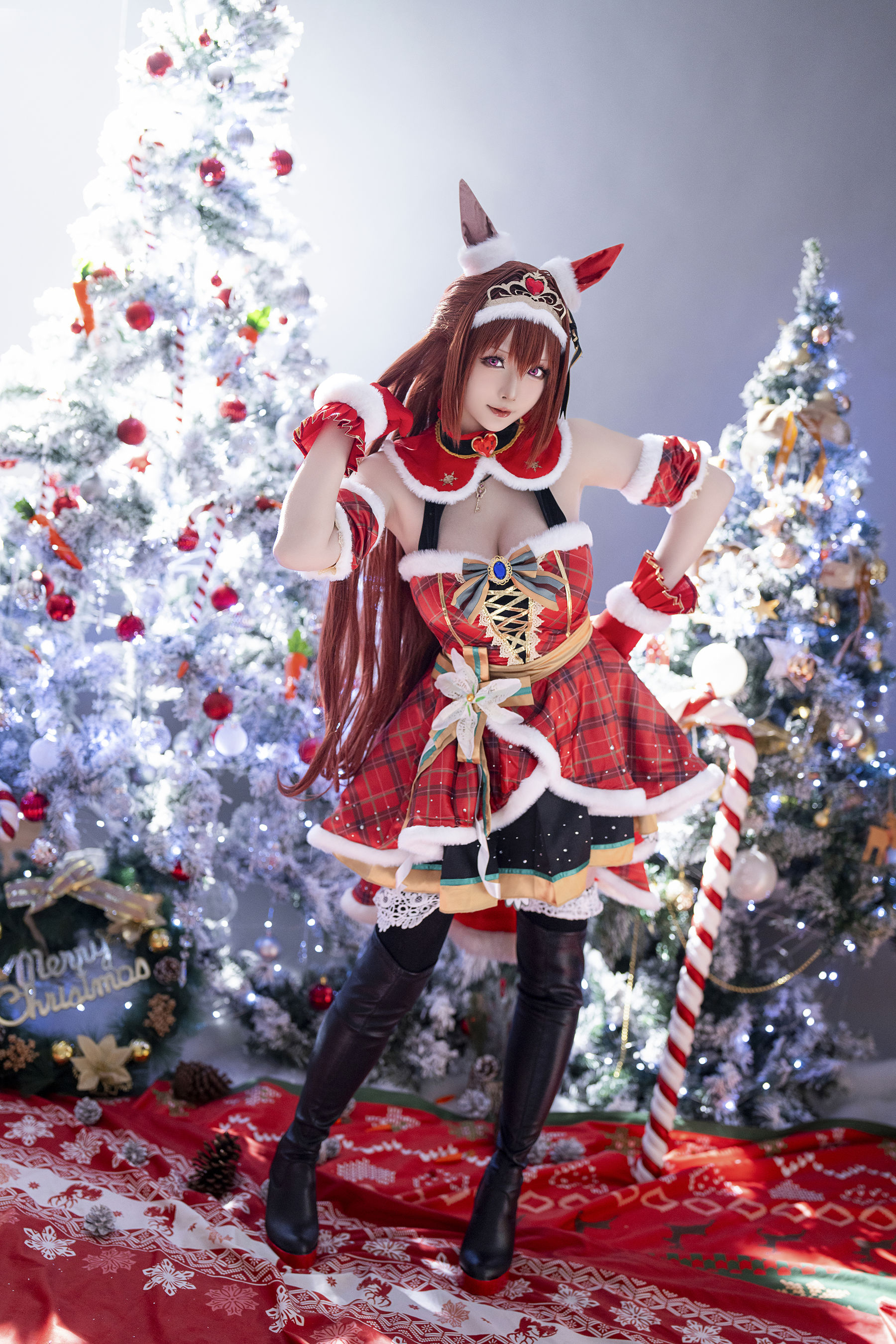 Coser小姐姐星之迟迟 - 赛马娘-大和赤骥 圣诞衣装  第3张