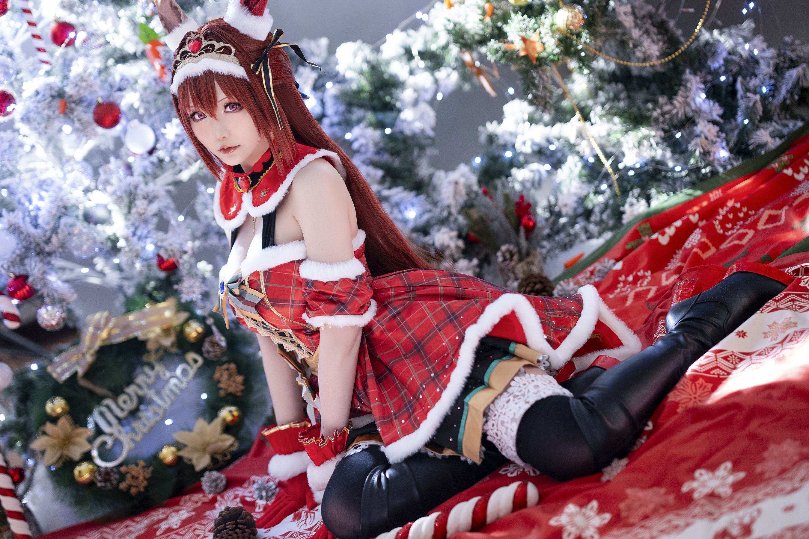 Coser小姐姐星之迟迟 - 赛马娘-大和赤骥 圣诞衣装  第6张