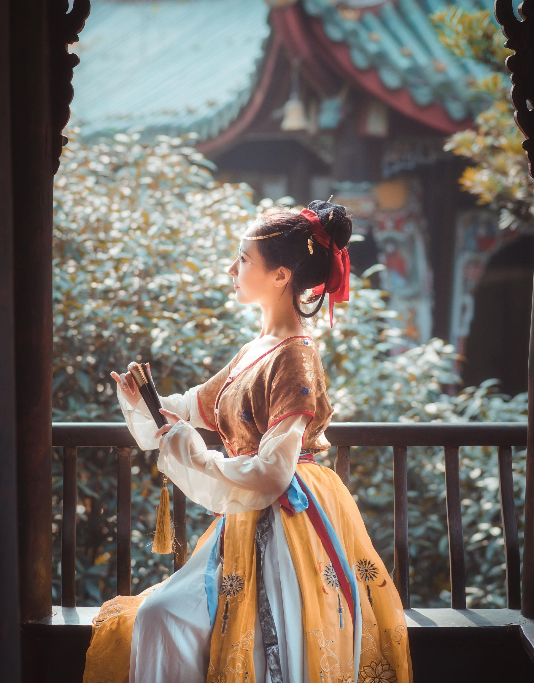 拿相机的执义 - 汉服写真头上金爵钗  第1张