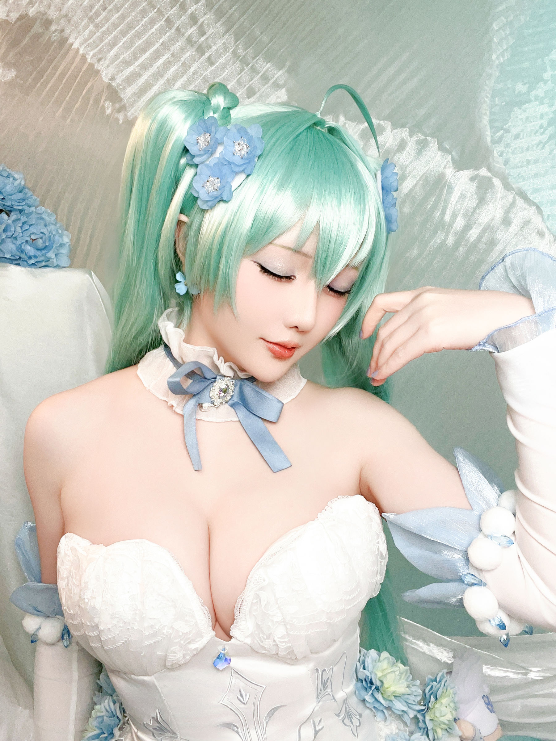 Coser小姐姐 星之迟迟 - 初音未来 粉蝶花精灵  第52张