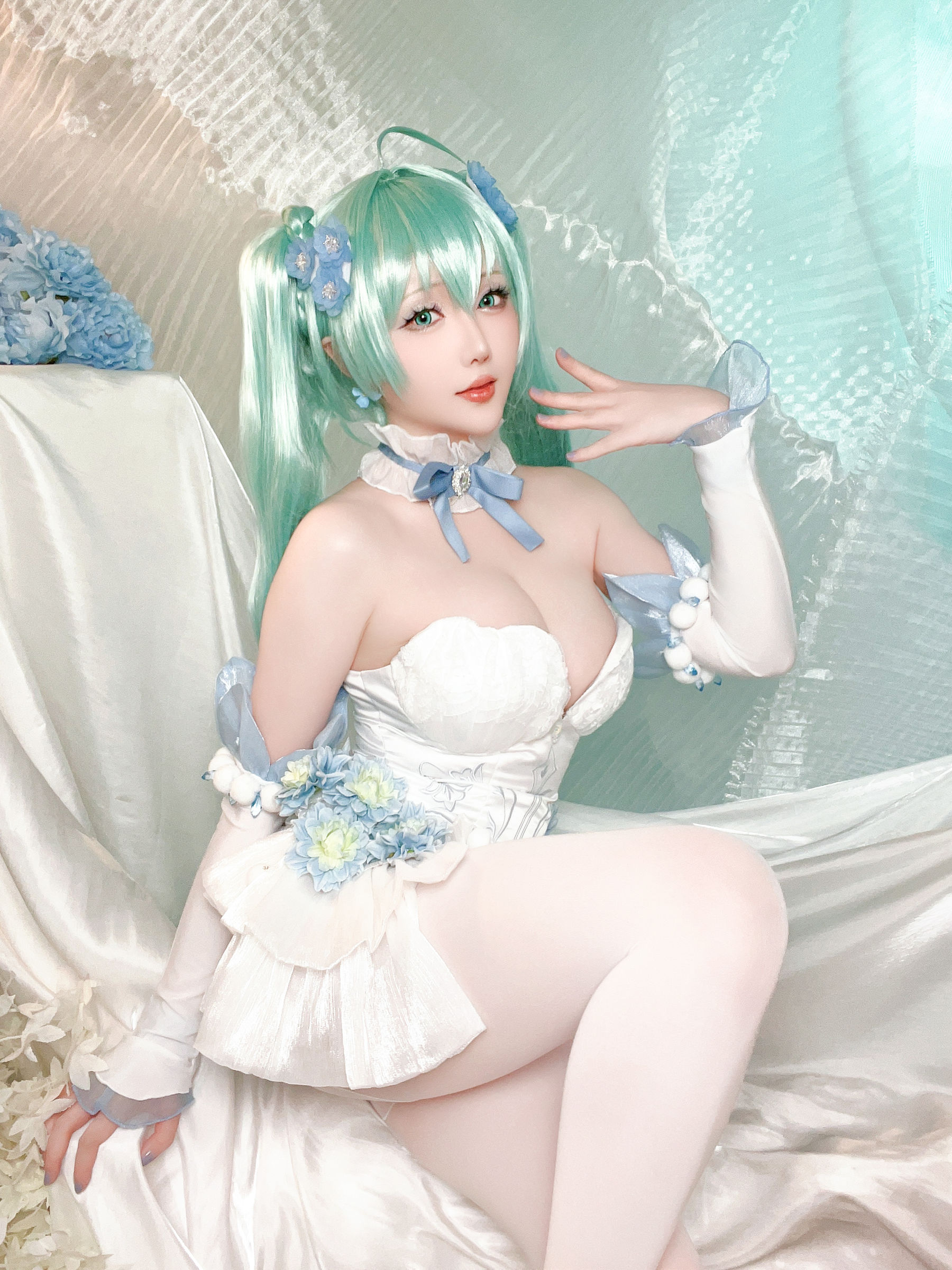 Coser小姐姐 星之迟迟 - 初音未来 粉蝶花精灵  第50张