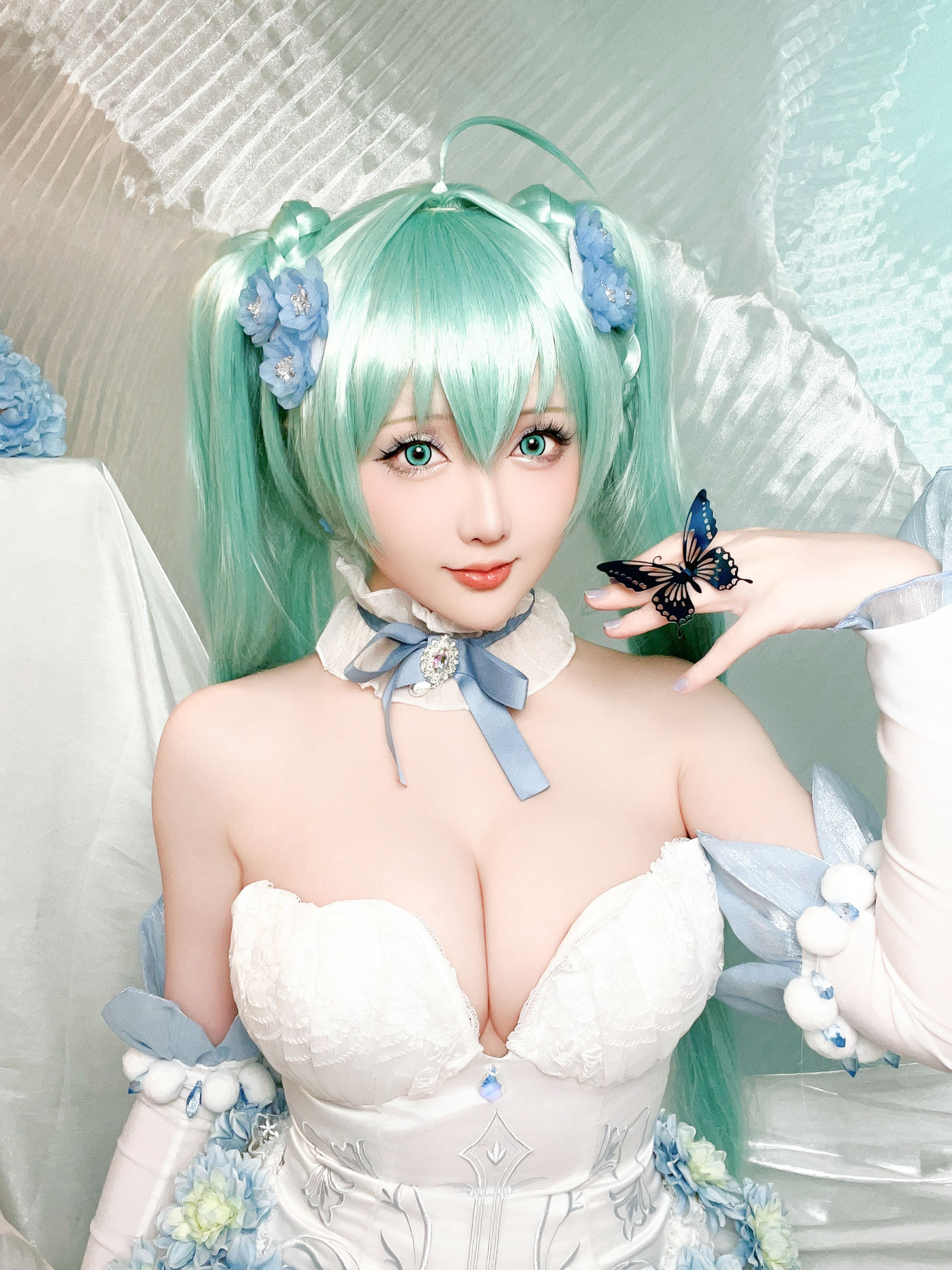 Coser小姐姐 星之迟迟 - 初音未来 粉蝶花精灵  第51张