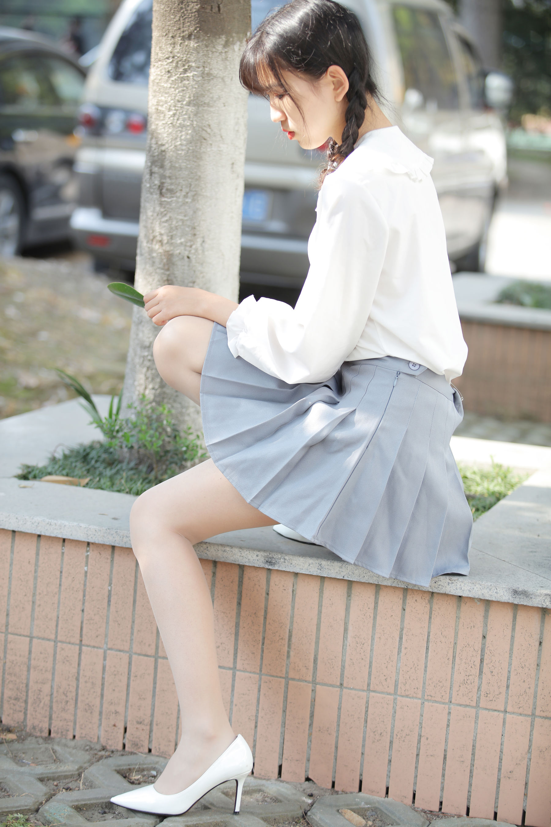 [奈丝] NO.072 小橙子 扎马尾辫 穿白褶裙  第39张