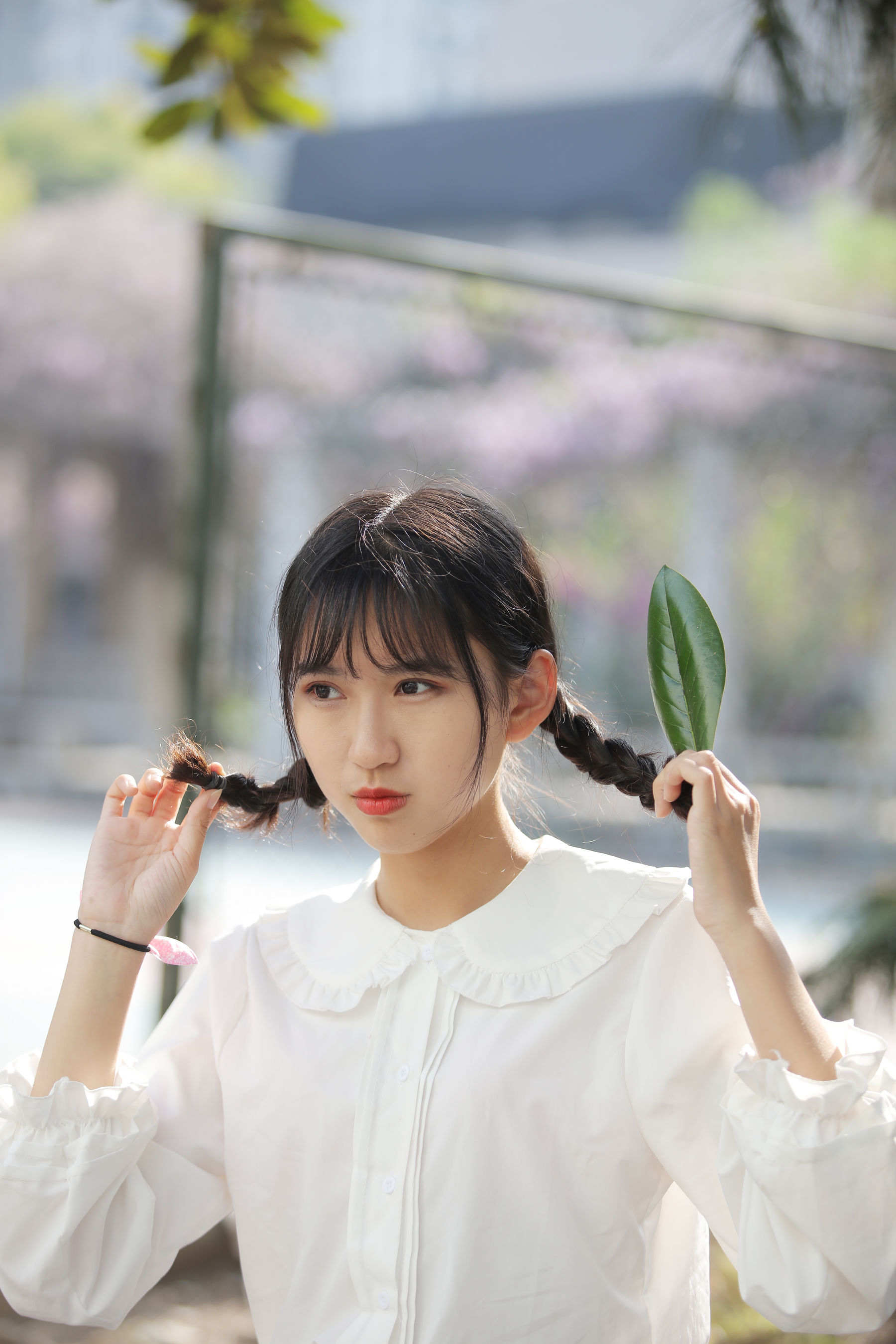 [奈丝] NO.072 小橙子 扎马尾辫 穿白褶裙  第9张