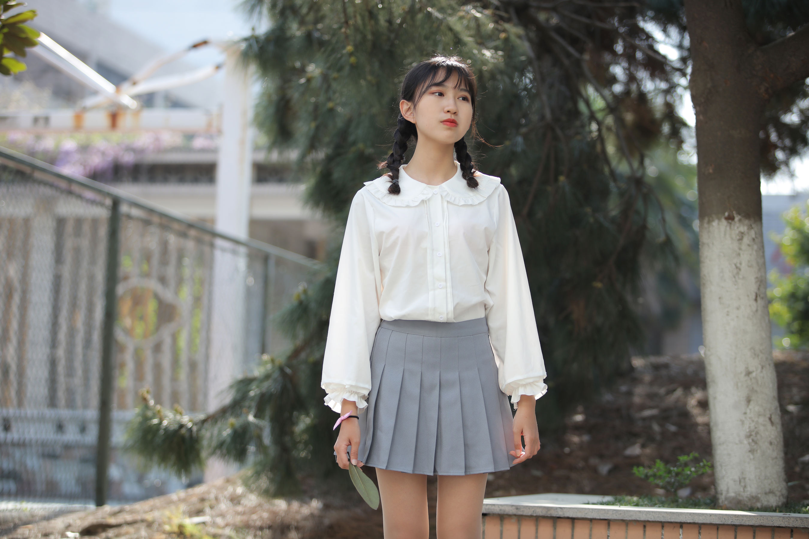 [奈丝] NO.072 小橙子 扎马尾辫 穿白褶裙  第8张