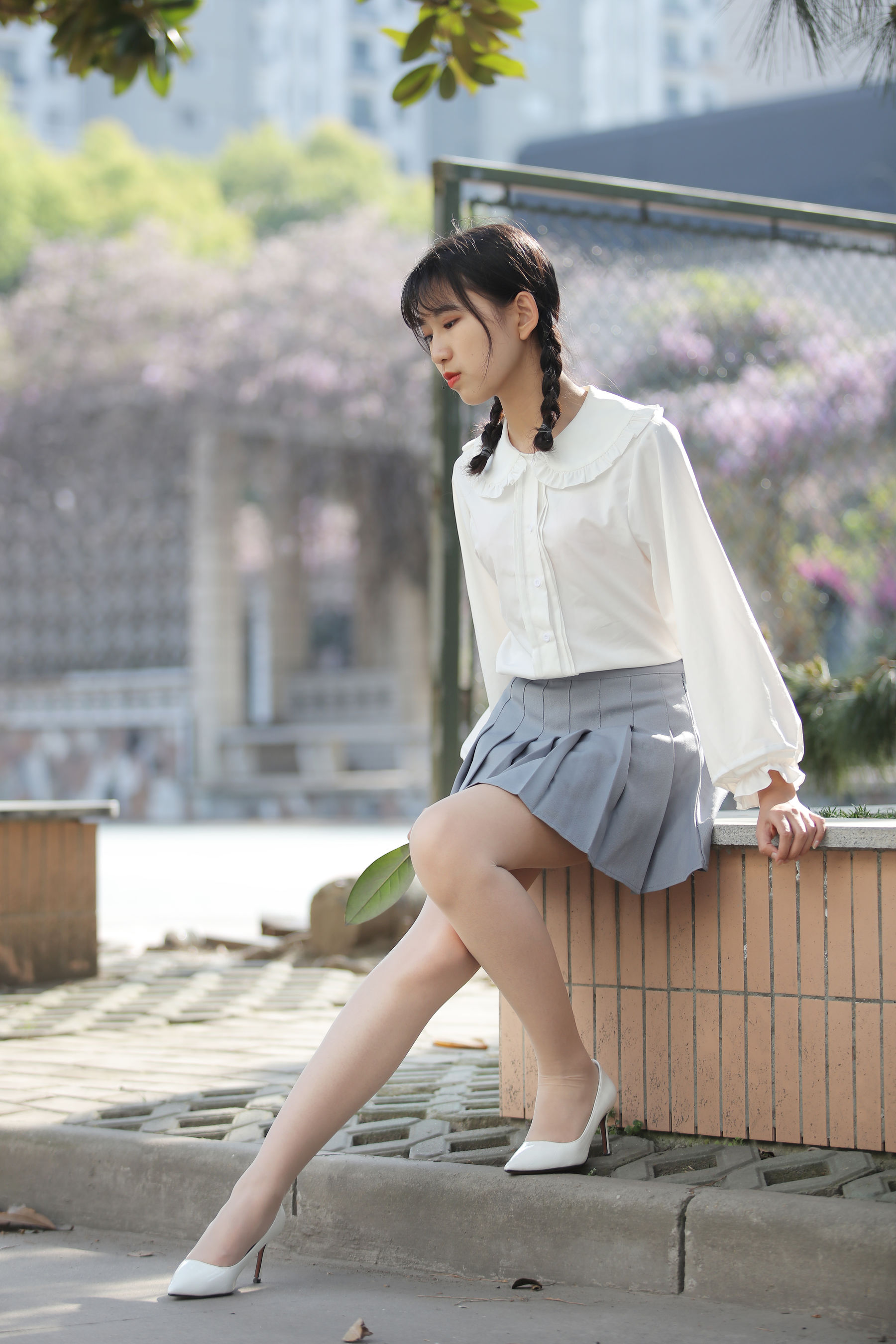 [奈丝] NO.072 小橙子 扎马尾辫 穿白褶裙  第9张