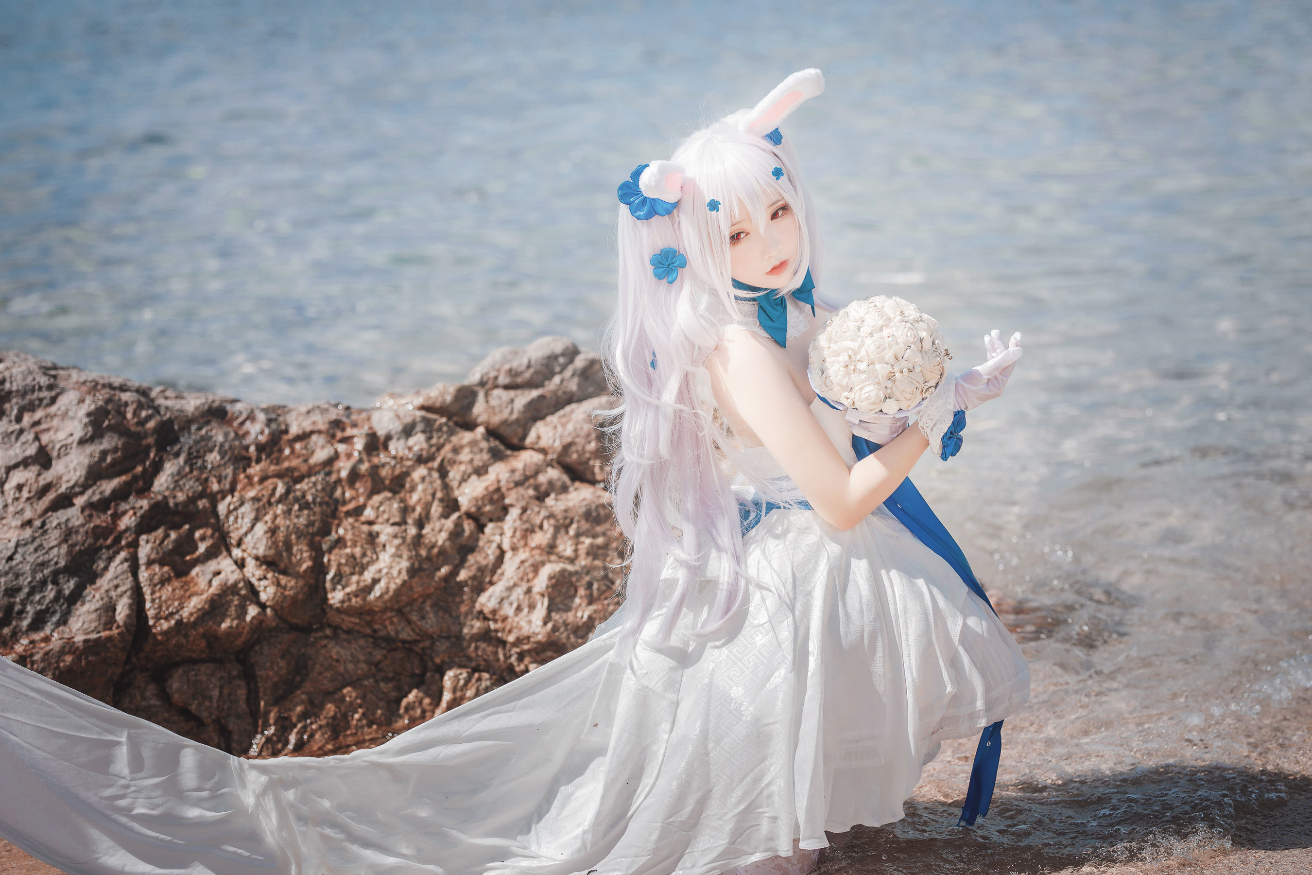 [网红COSER] 可爱人气Coser面饼仙儿 - 拉菲婚纱  第11张