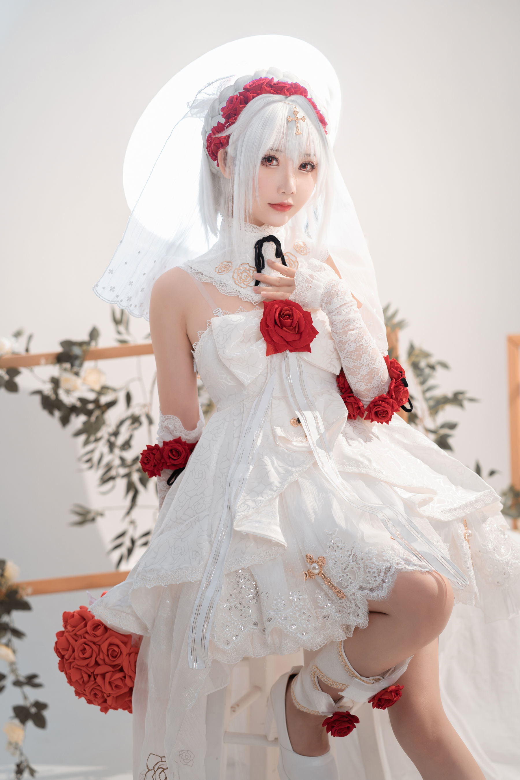 [网红COSER] 可爱人气Coser面饼仙儿 - 德丽莎婚纱  第16张