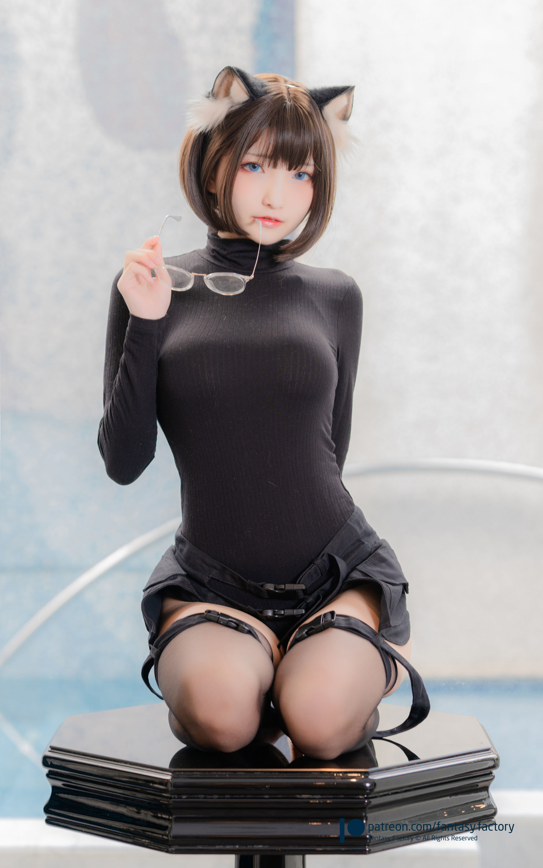 [COS福利] 小丁Cosplay 2020.01 [Fantasy Factory] 黑丝 和服 JK  第86张