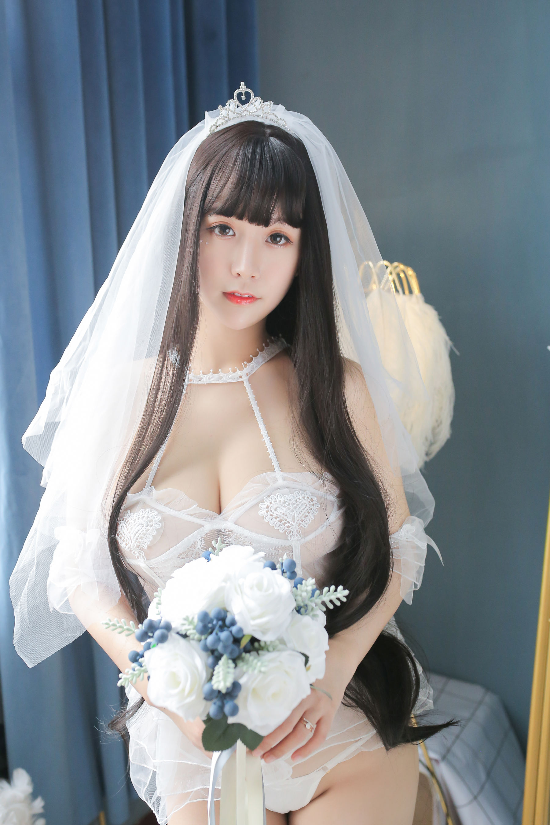 [COS福利] 巨乳猫九酱Sakura - 长发婚纱  第31张