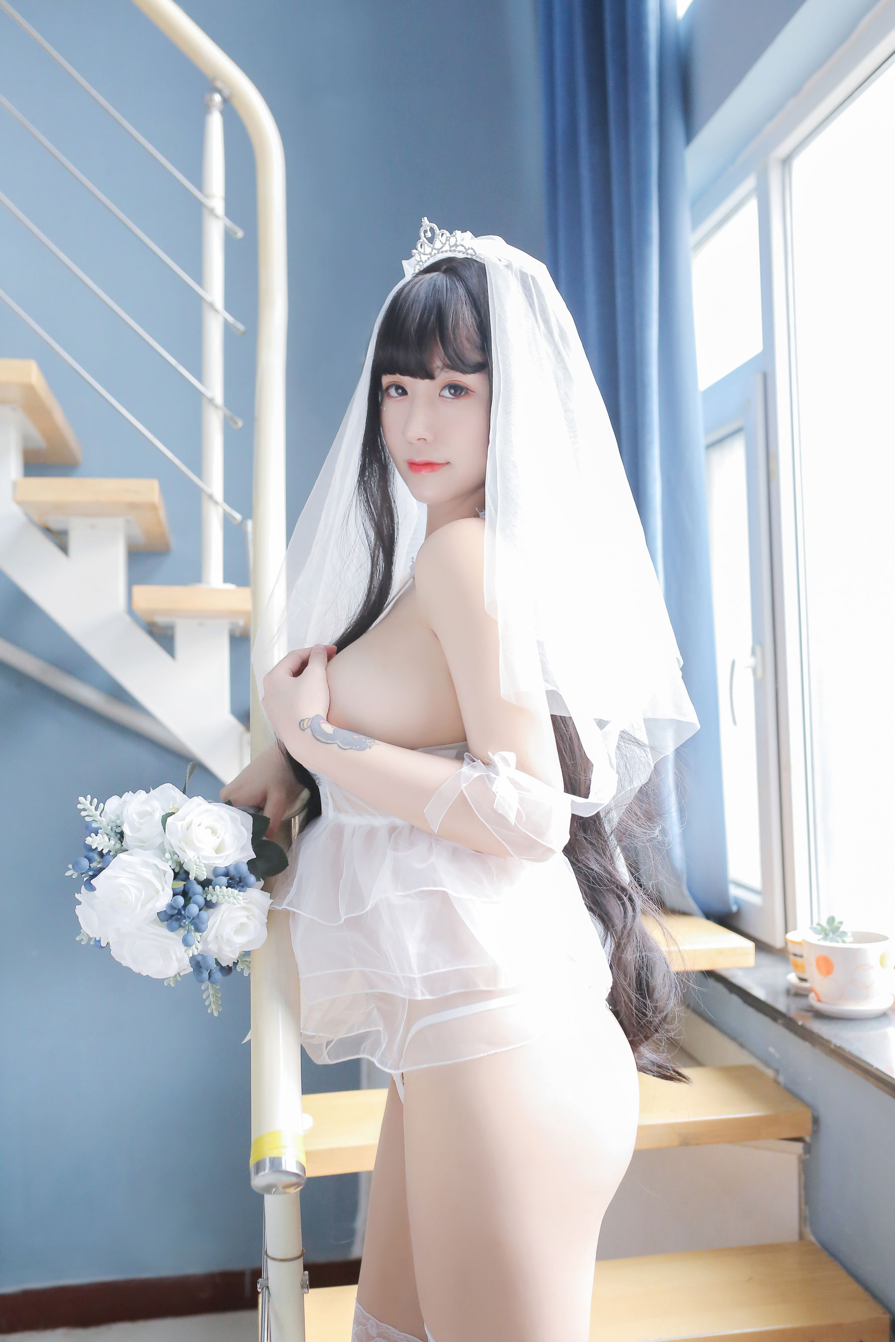 [COS福利] 巨乳猫九酱Sakura - 长发婚纱  第44张