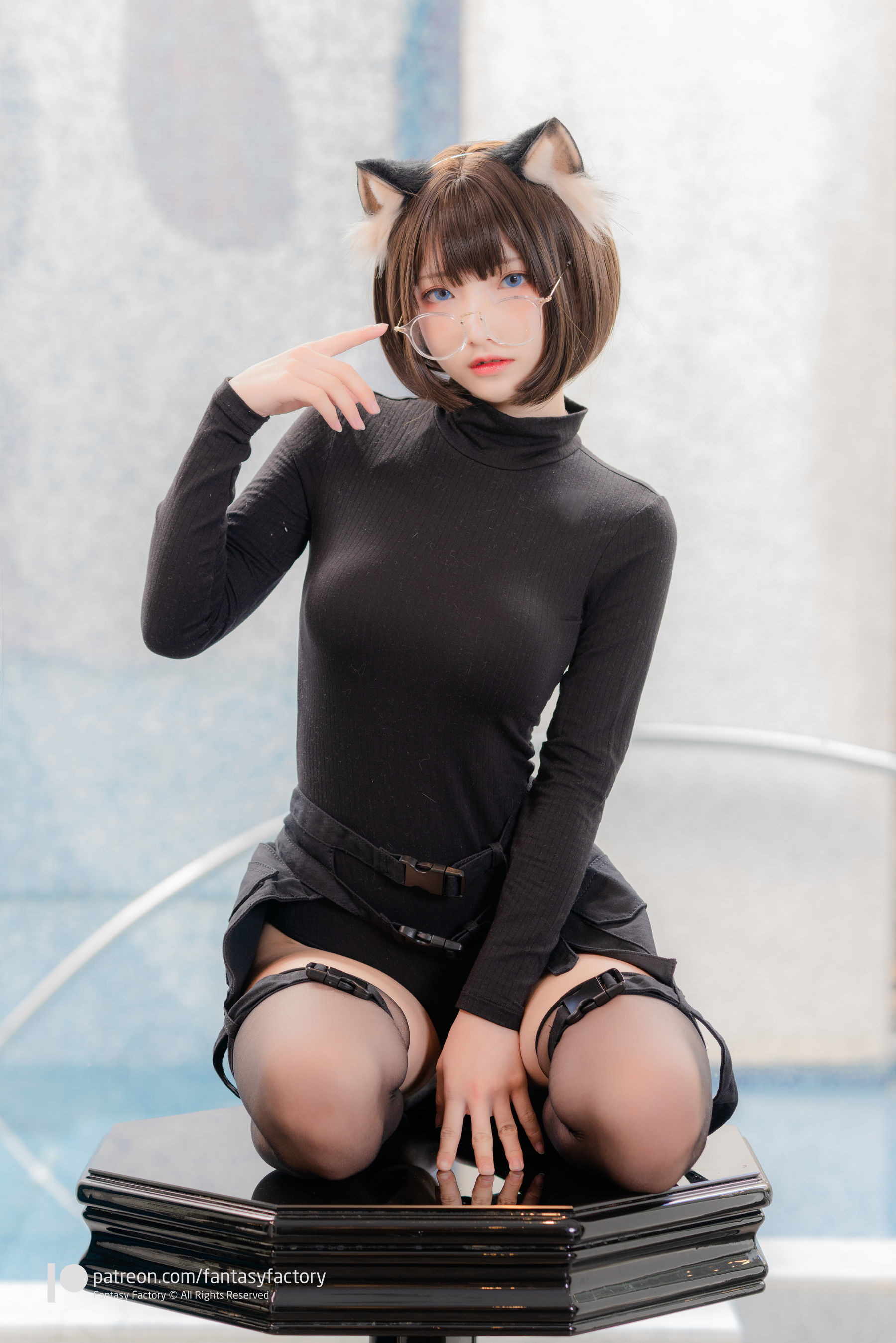 [COS福利] 小丁Cosplay 2020.01 [Fantasy Factory] 黑丝 和服 JK  第87张