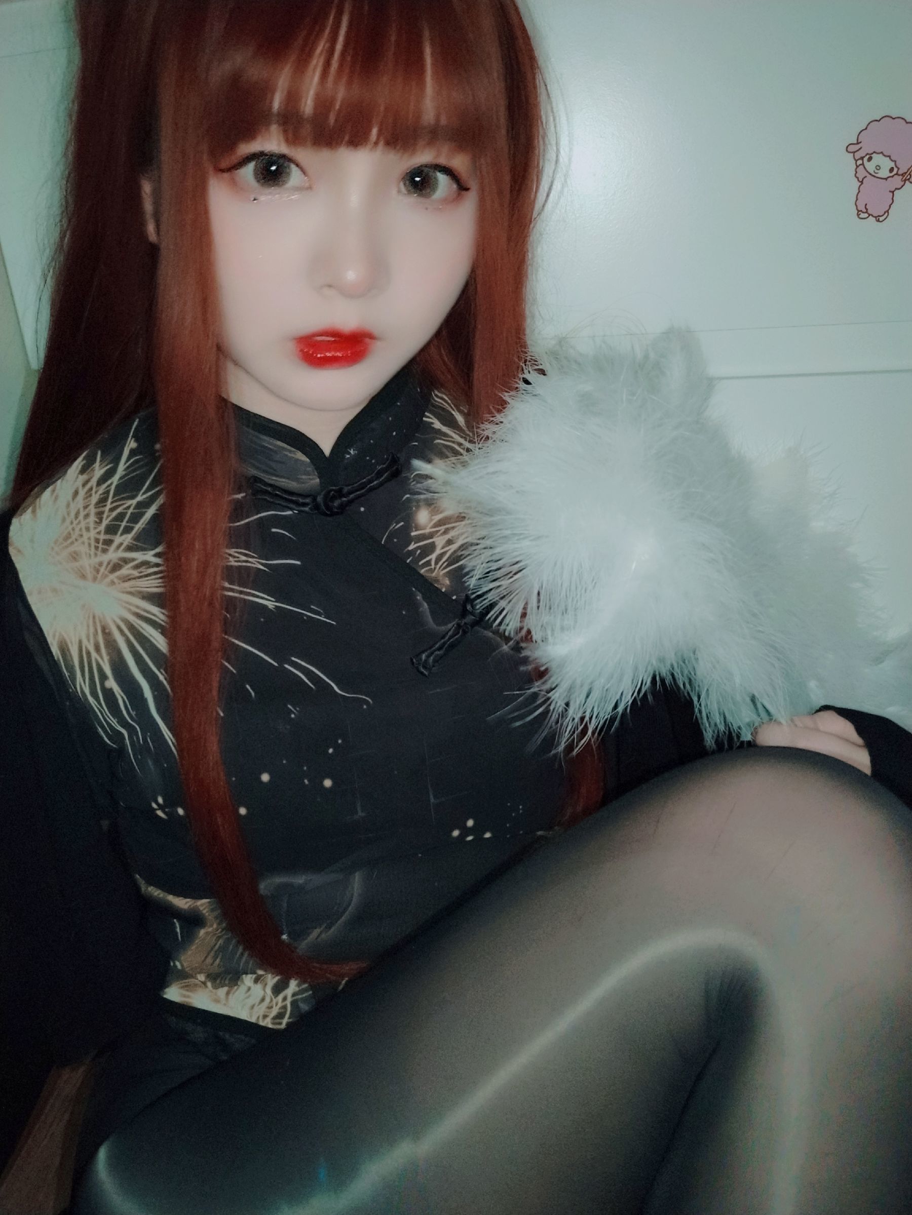  二次元美女古川kagura - 亮丝黑旗袍 第30张