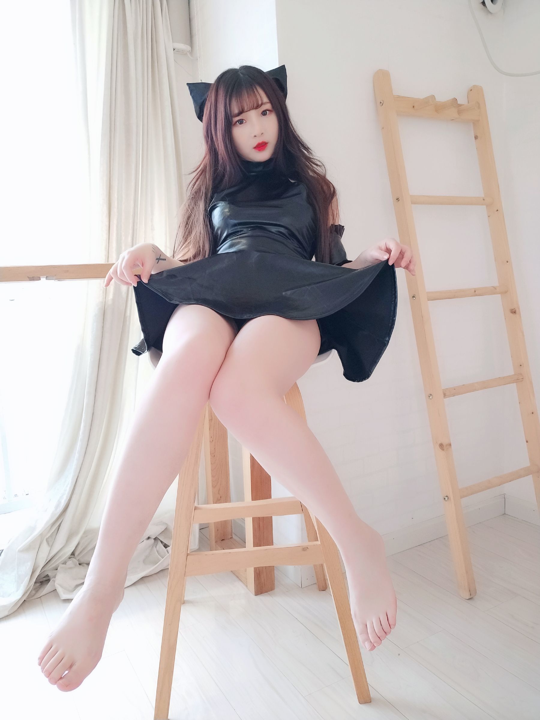 [COS福利] 二次元美女古川kagura - 黑亮连衣裙  第6张