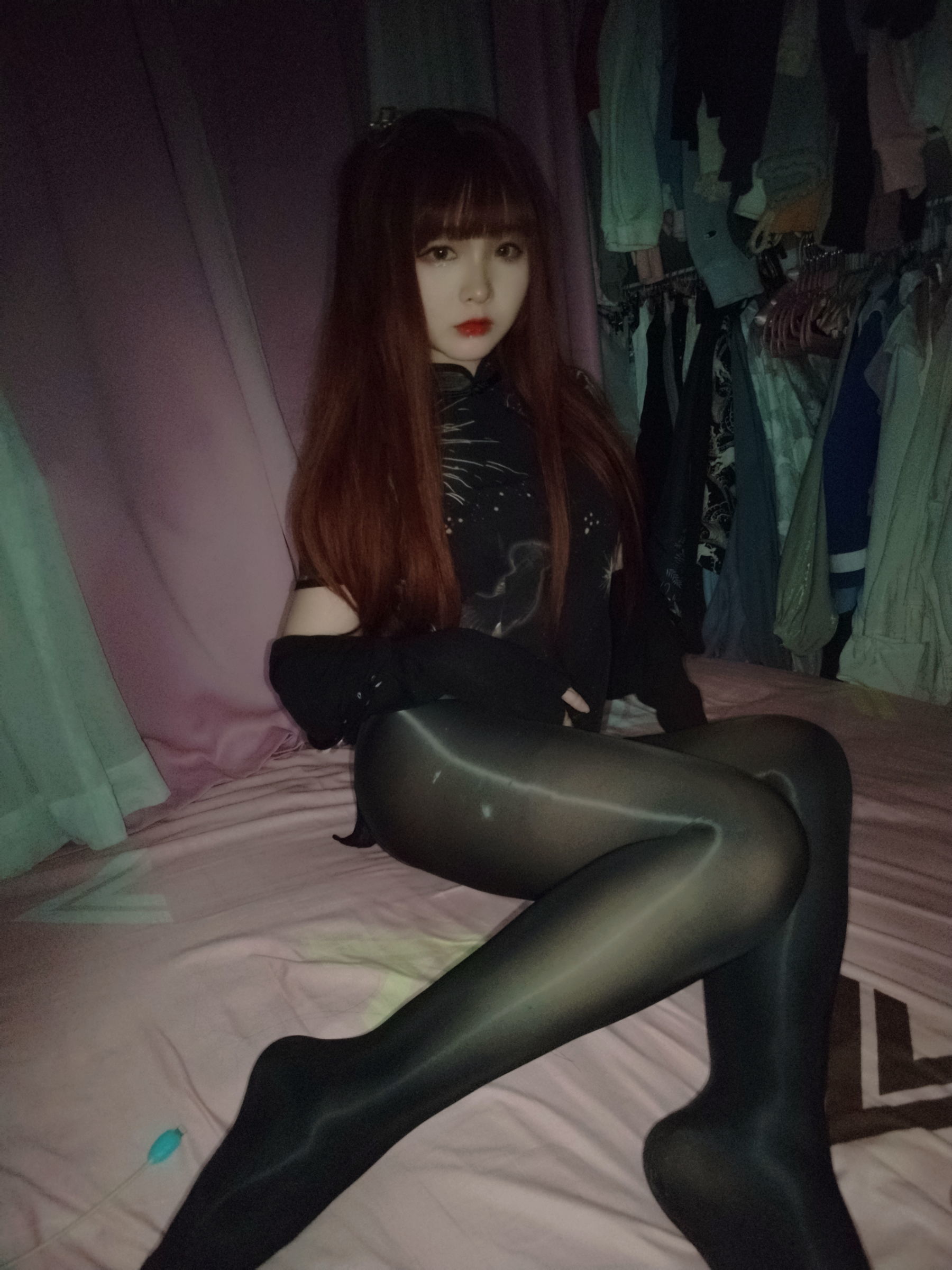  二次元美女古川kagura - 亮丝黑旗袍 第45张