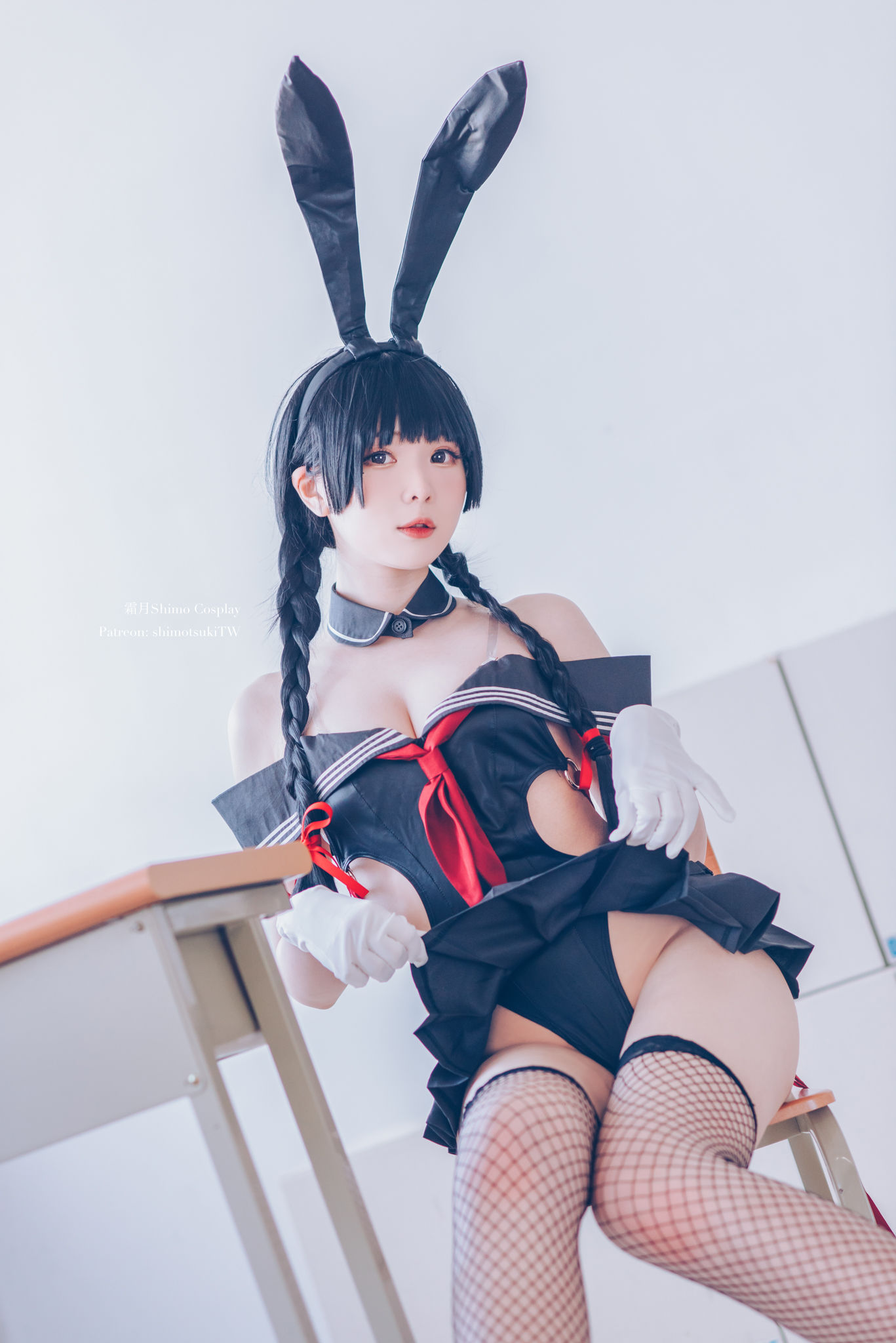  微博妹纸霜月shimo - 卯月桃子 水手服兔女郎 第9张