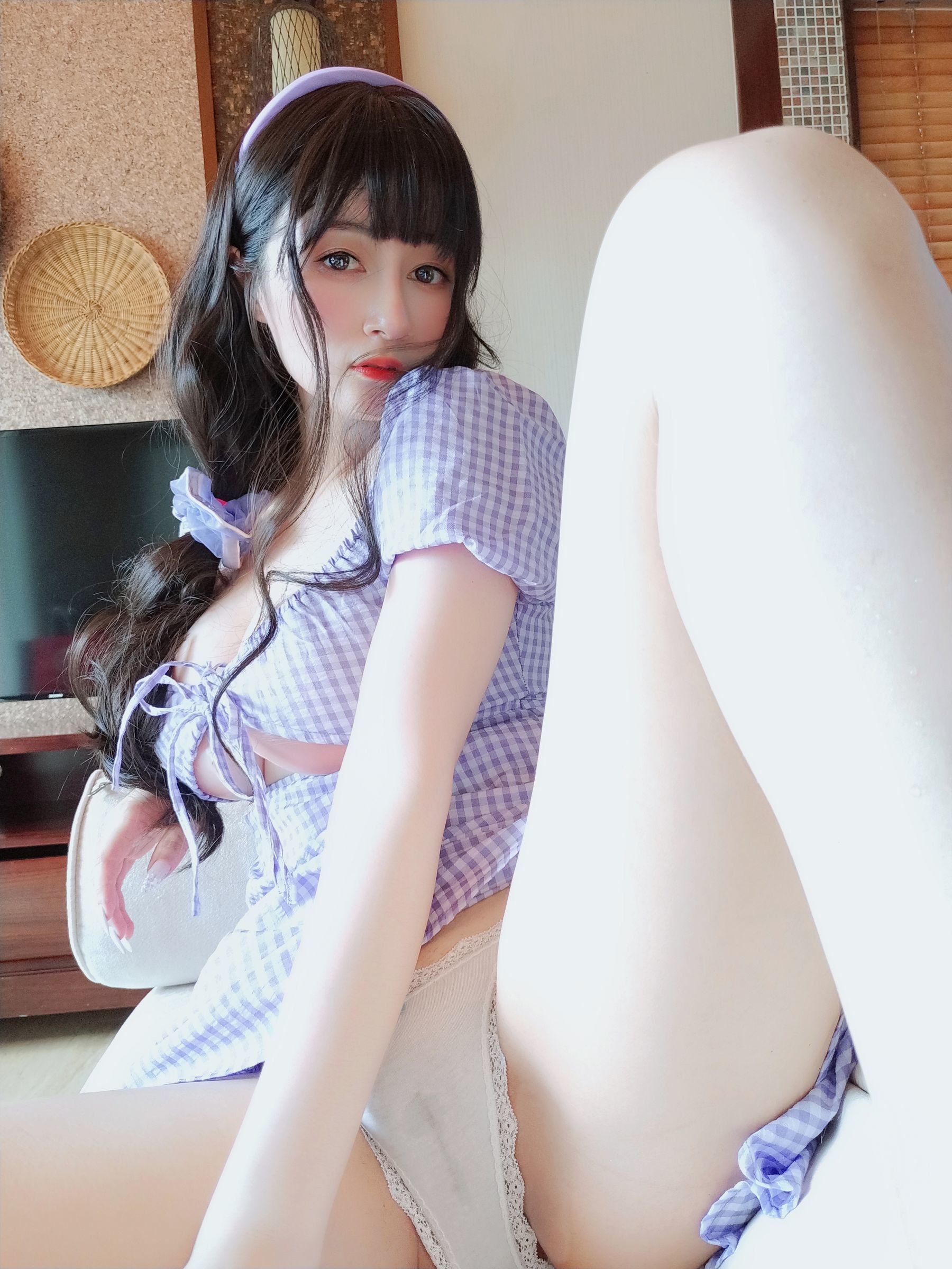 Coser小姐姐白银 - 夏日的格子连衣裙 第72张