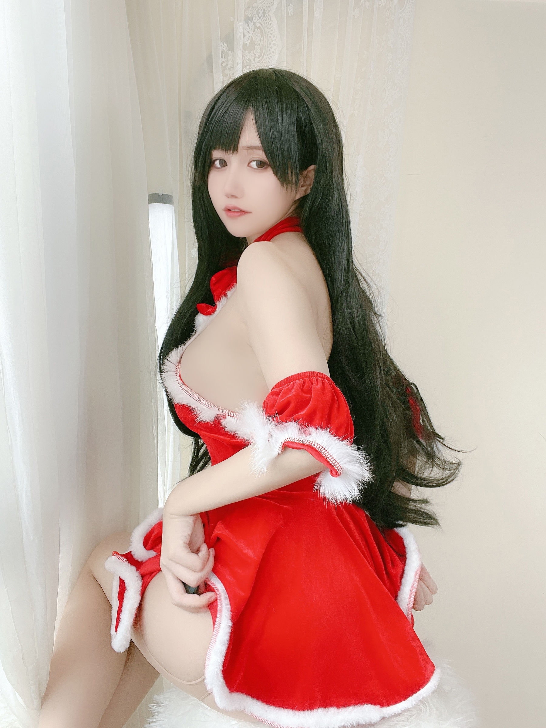 [网红COSER写真] 动漫博主小仓千代w - 红色圣诞礼物裙  第10张