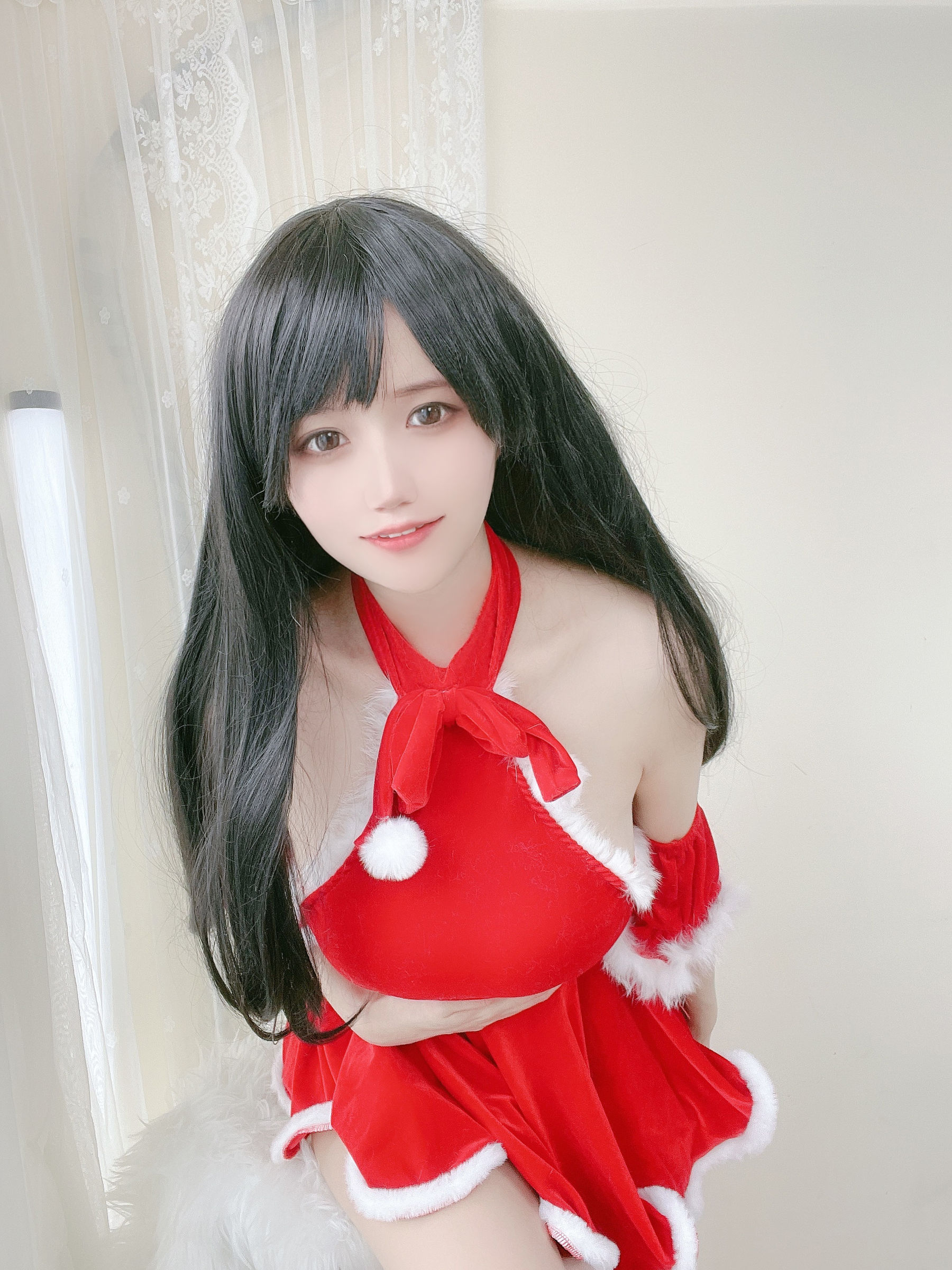 [网红COSER写真] 动漫博主小仓千代w - 红色圣诞礼物裙