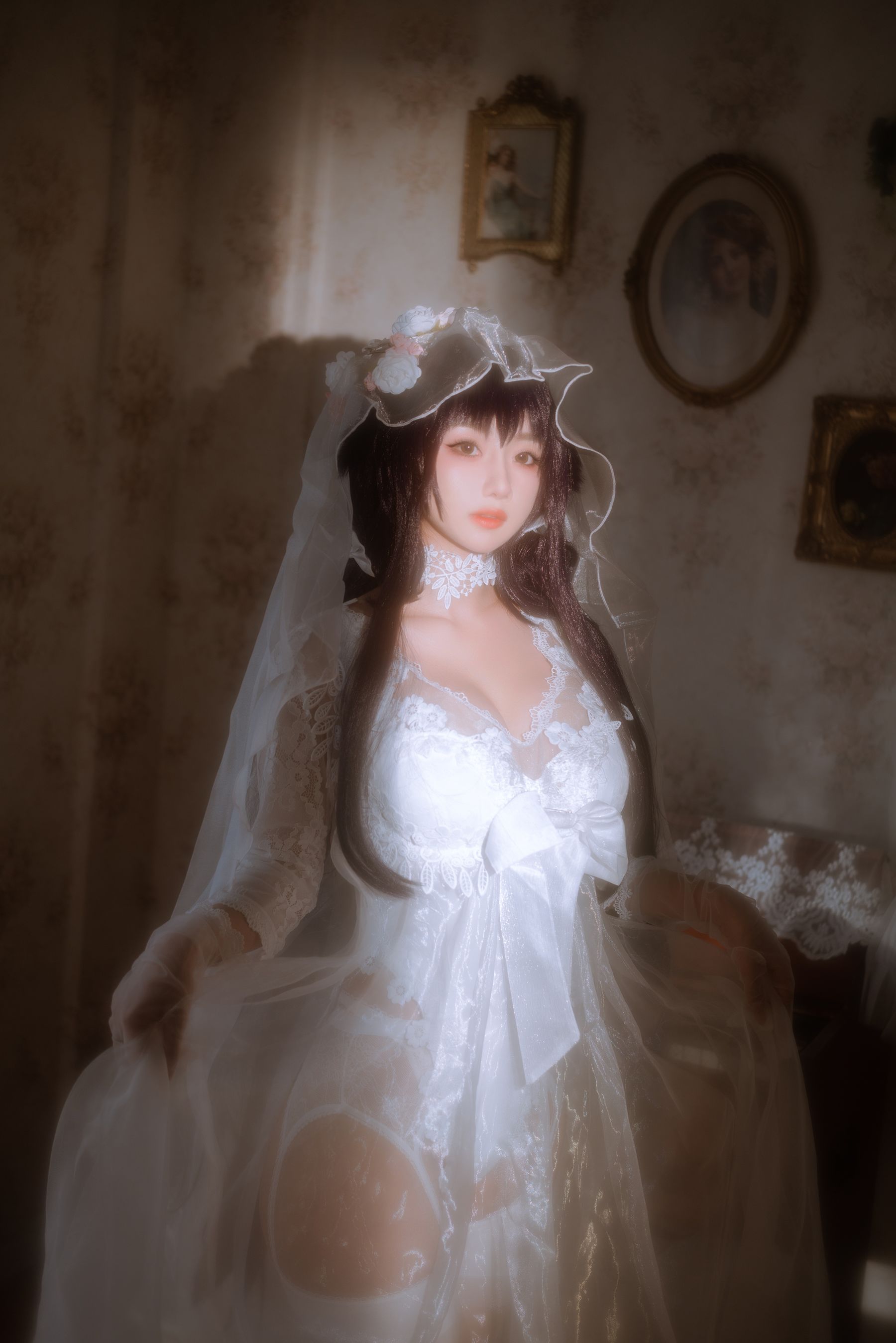 [福利COS] 白嫩美少女鬼畜瑶 - 婚纱